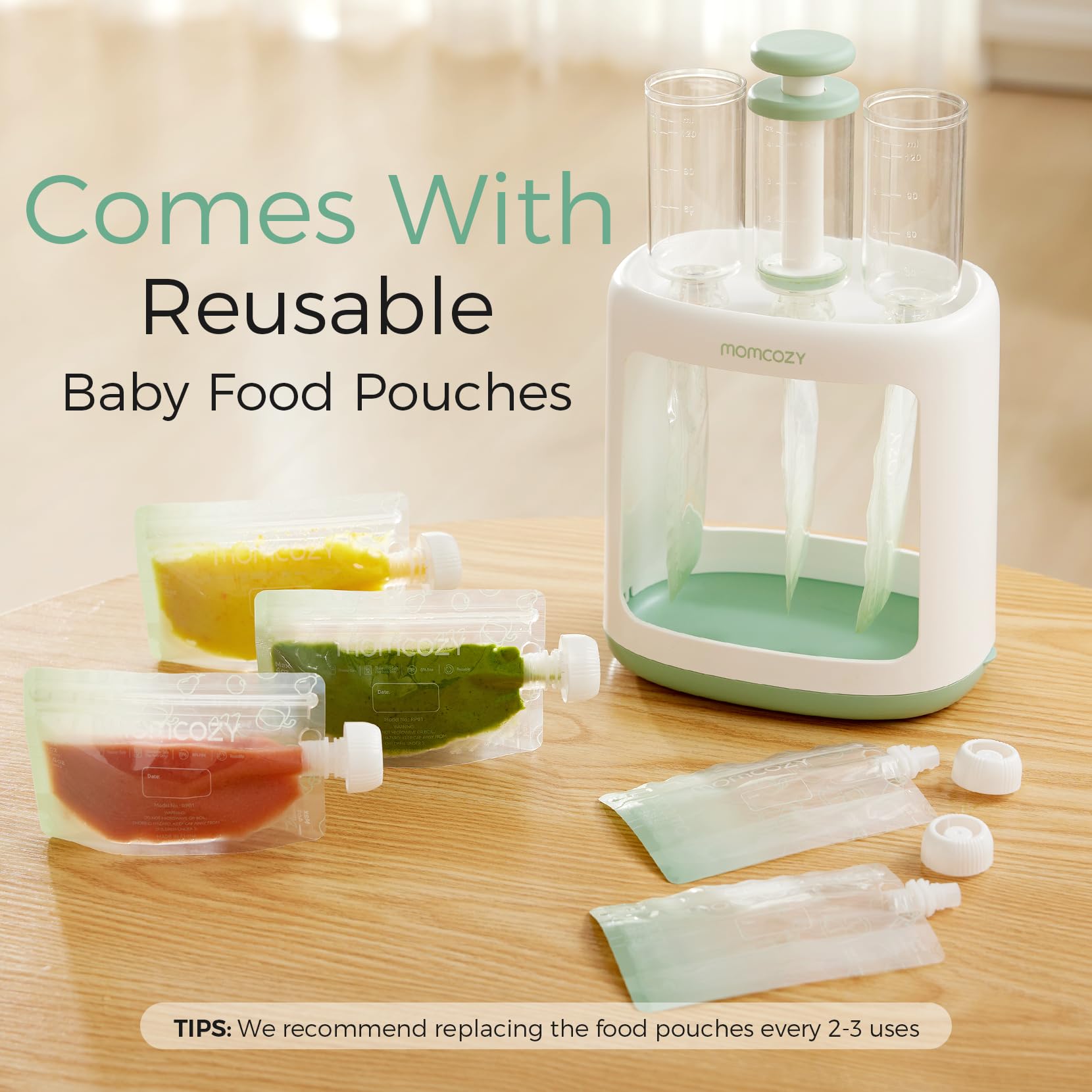 Foto 7 pulgar | Máquina Para Hacer Puré De Comida Para Bebés Momcozy Con 5 Bolsas - Venta Internacional.