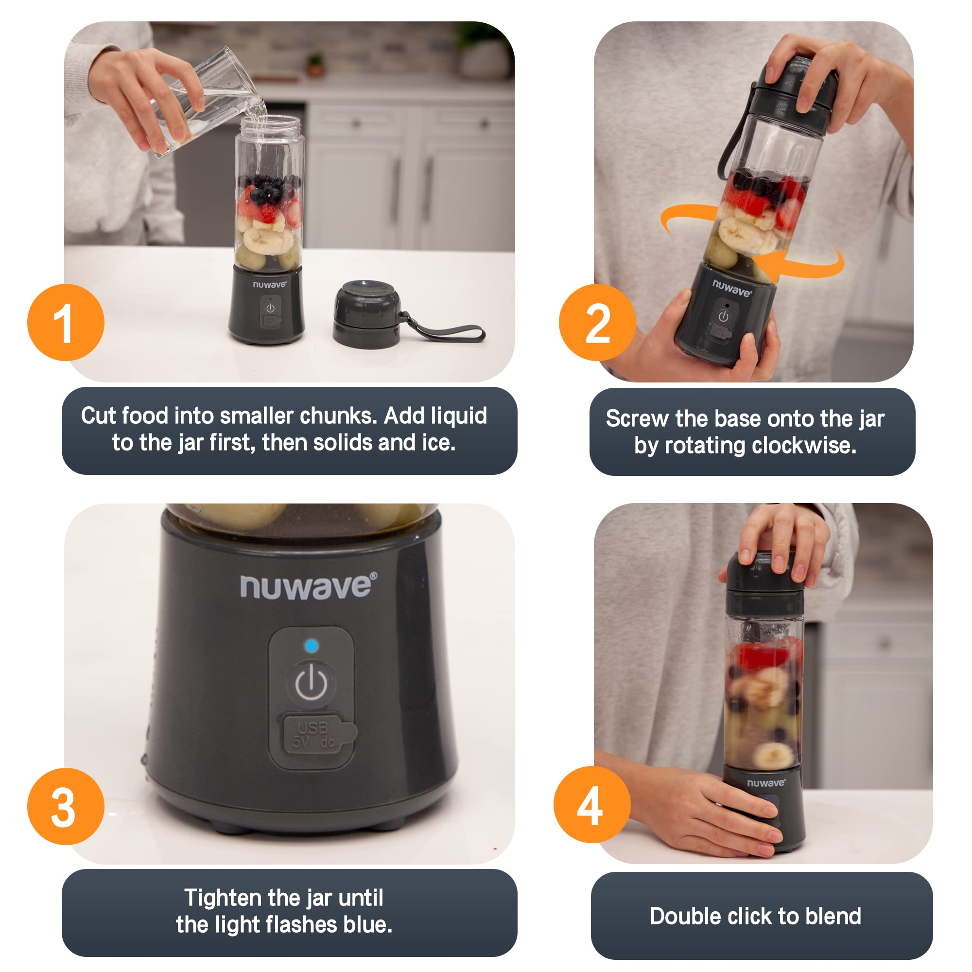 Foto 5 pulgar | Licuadora Portátil Nuwave Para Batidos Y Batidos De 500 Ml - Venta Internacional.