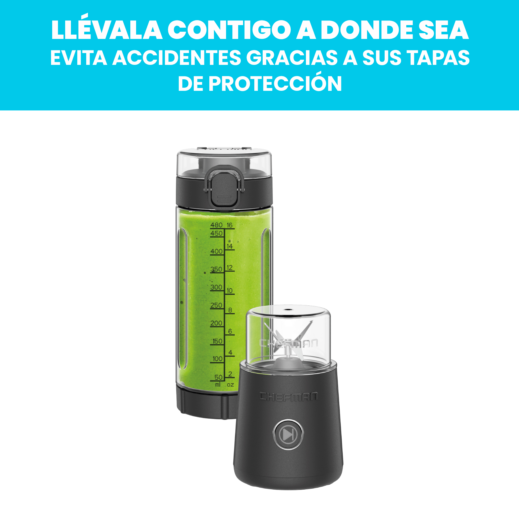Foto 6 pulgar | Chefman - Licuadora Portátil Con Botón De Encendido Luz Led 480 Ml