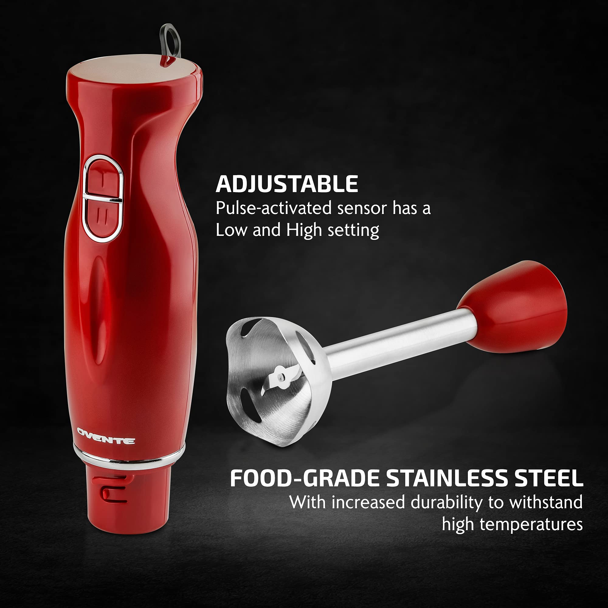 Foto 2 | Batidora De Mano Ovente Hs560r 300w  2 Velocidades  Acero Inoxidable  Color Rojo - Venta Internacional.