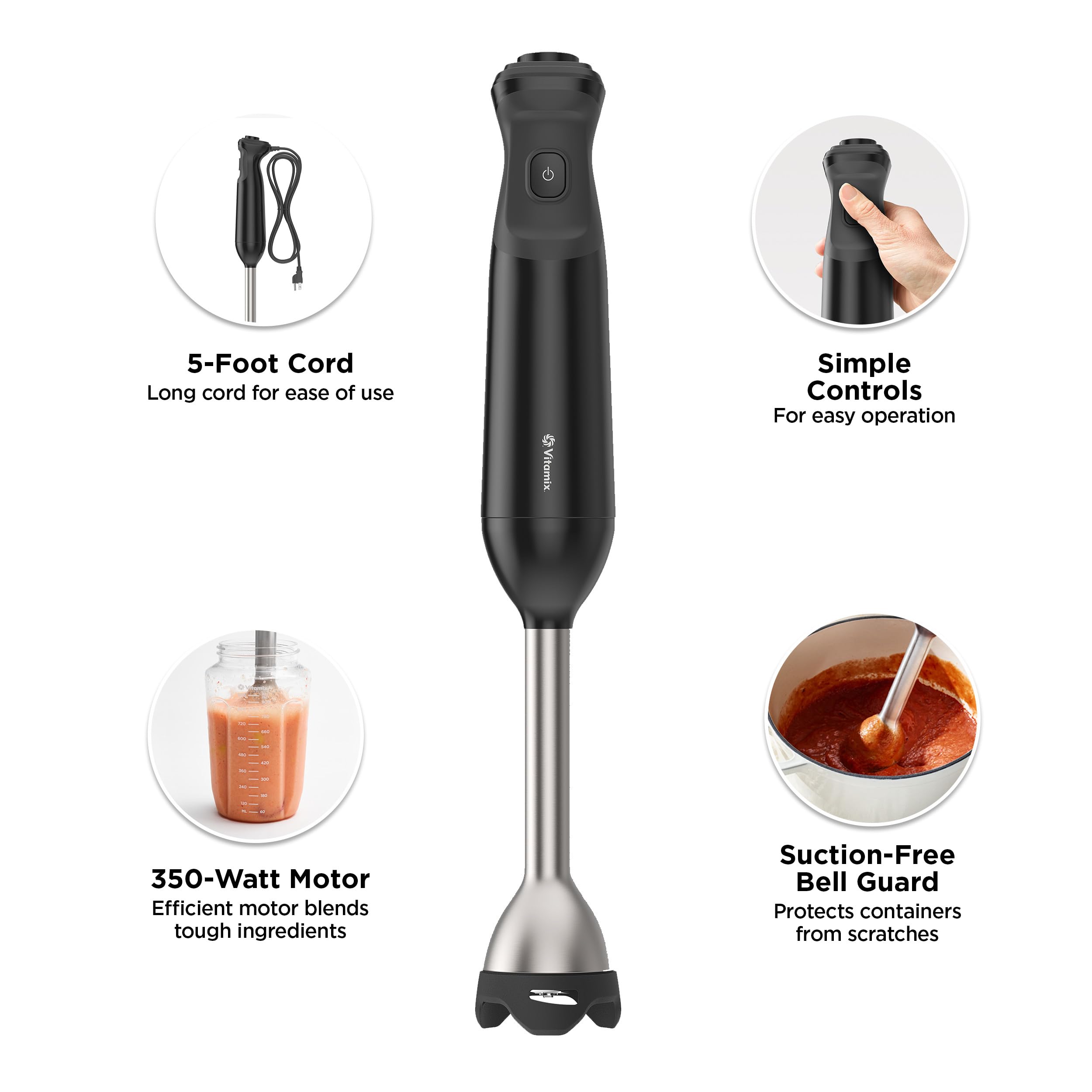 Foto 3 pulgar | Licuadora De Inmersión Vitamix De 2 Velocidades Con Batidor De 350 W Negra - Venta Internacional.
