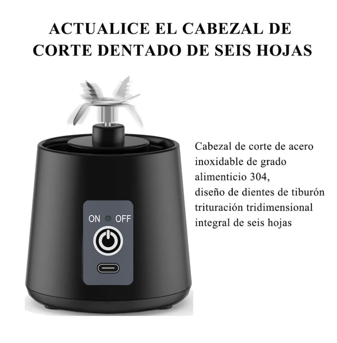 Foto 5 pulgar | Mini Vaso Licuadora Procesadora Portatil Usb Recargable Color Blanco1