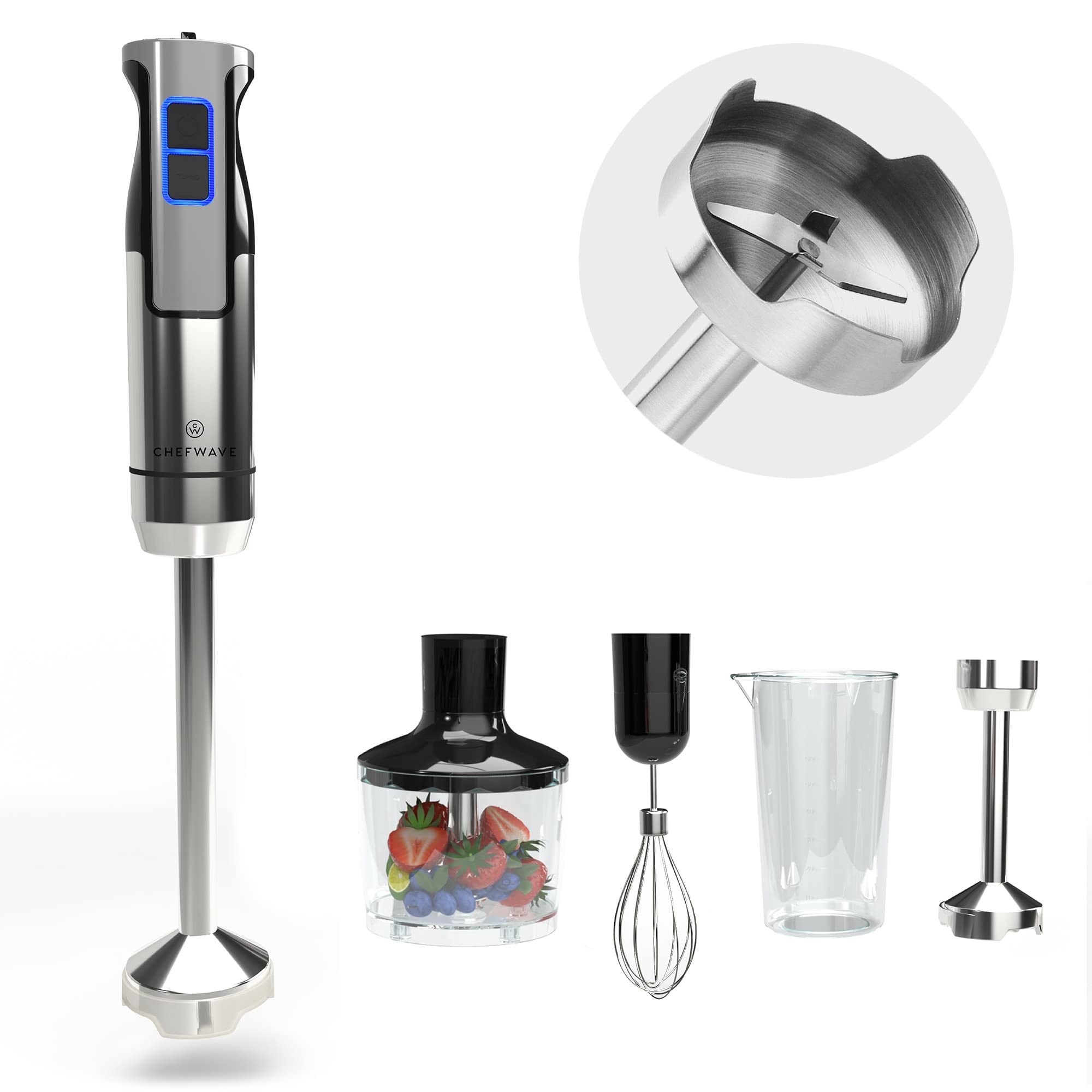 Foto 6 pulgar | Batidora De Mano Chefwave Intermix De 500 W Y 9 Velocidades Con Vaso Y Picadora - Venta Internacional.