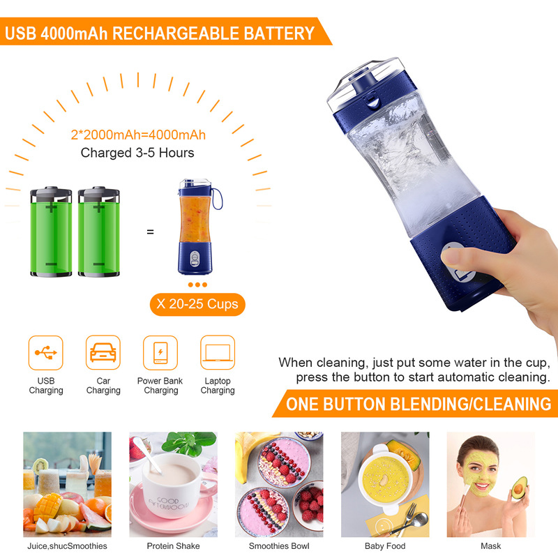 Foto 5 pulgar | Venta Internacional - Mini Licuadora Portátil 500w Blanca