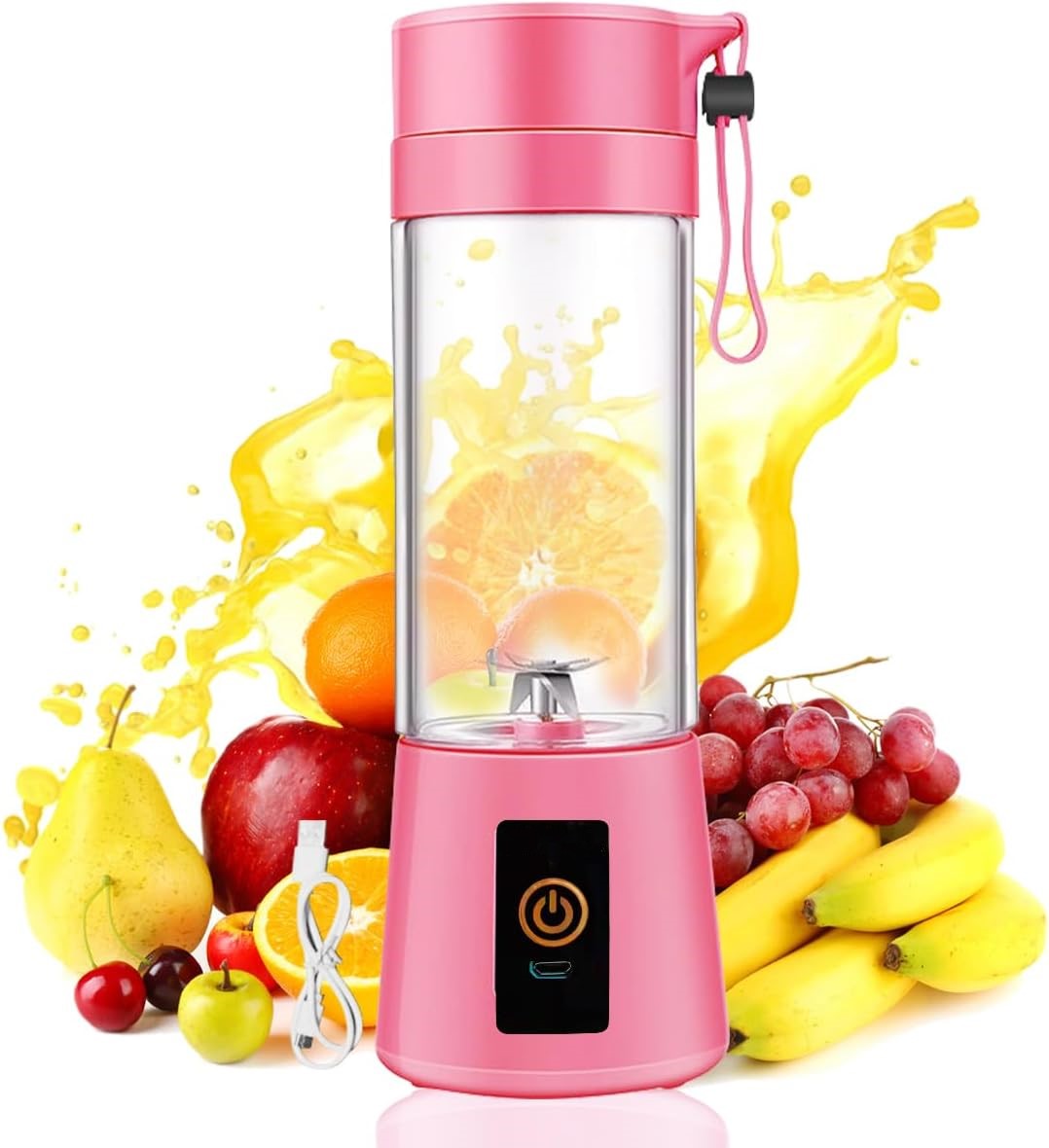 Minilicuadora Portátil HM-03 Rosa USB Recargable