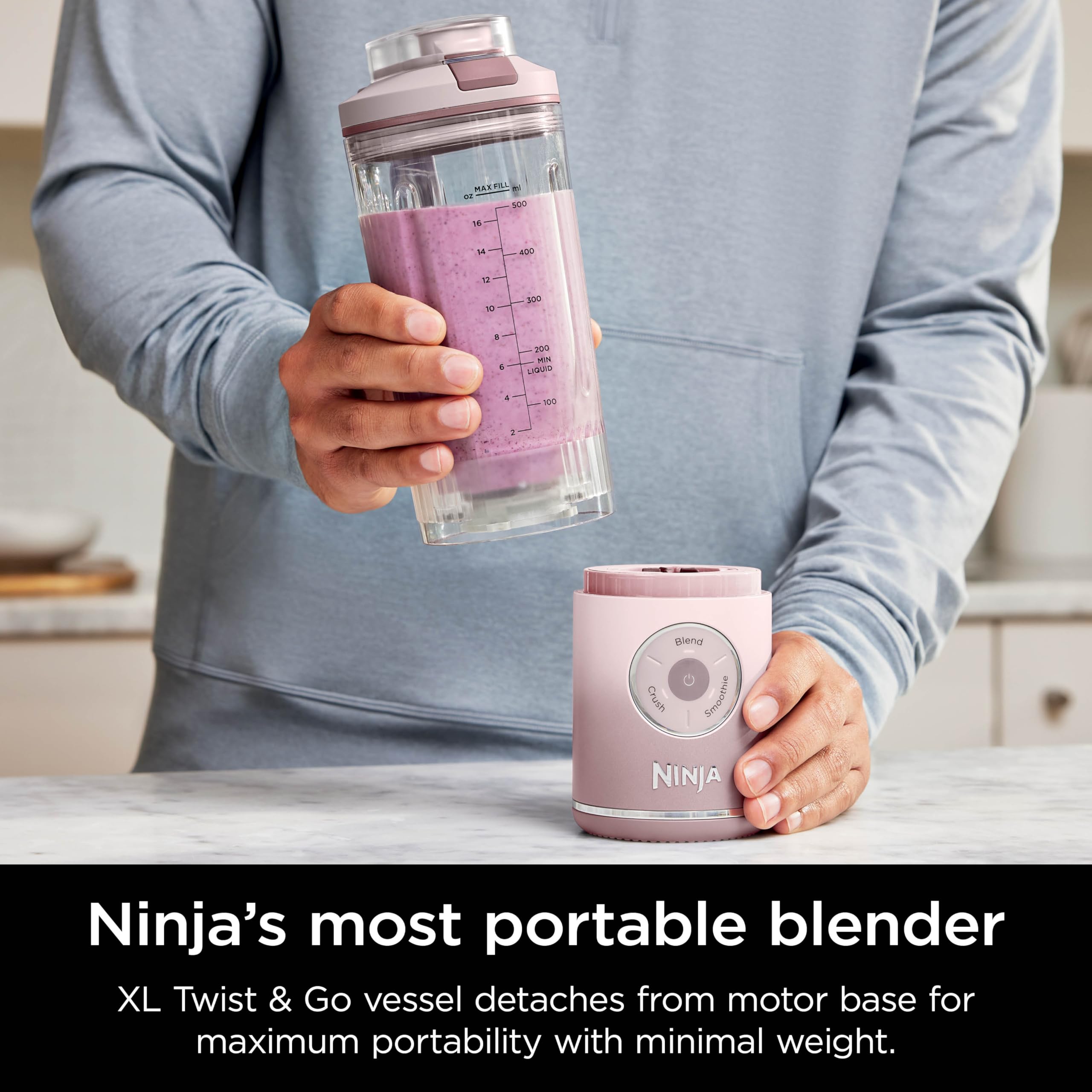 Foto 4 pulgar | Licuadora Portátil Ninja Blast Max Twist & Go 650 ml Rosa - Venta Internacional