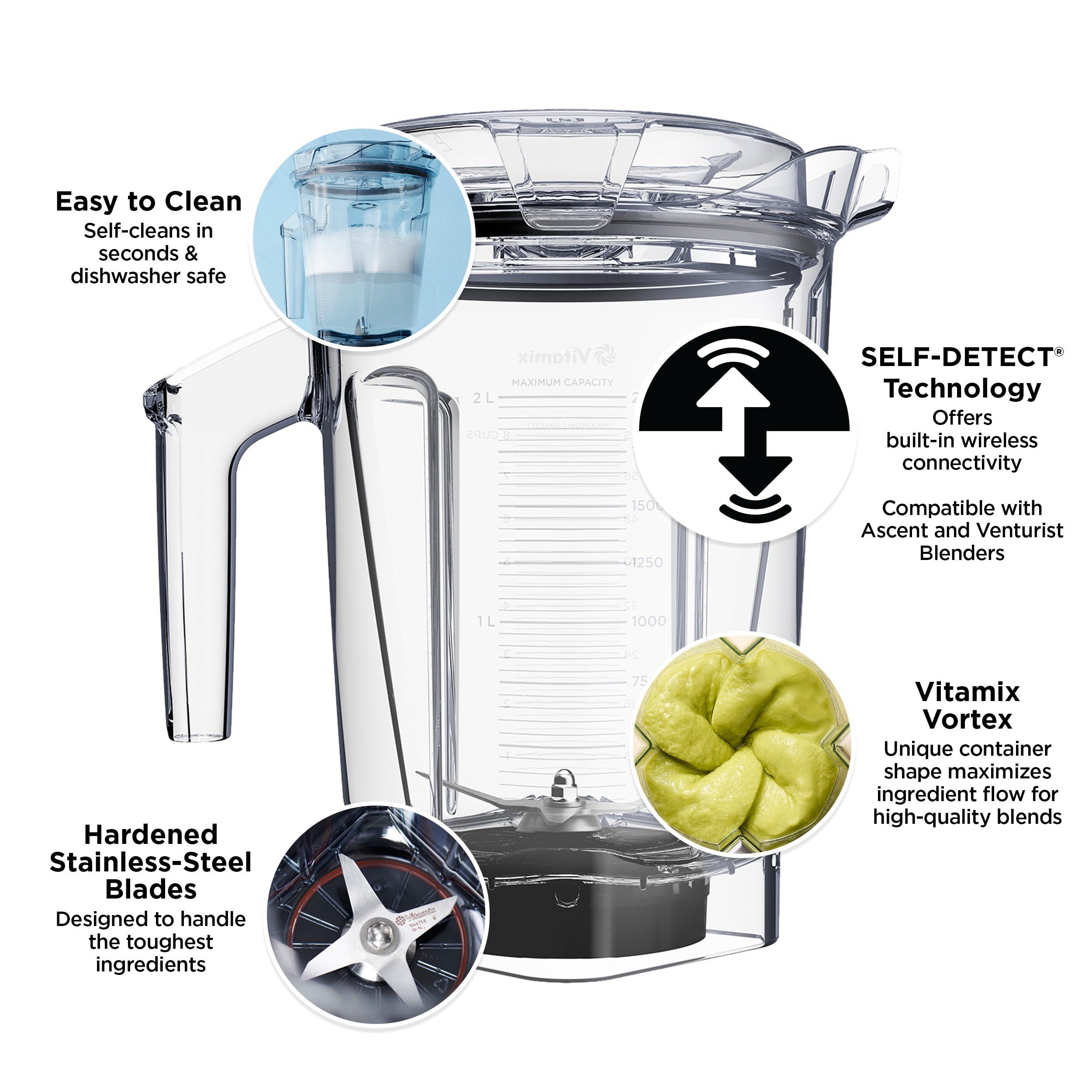 Foto 3 pulgar | Contenedor Vitamix Ascent Series De 64 Oz De Bajo Perfil Con Detección Automática - Venta Internacional.