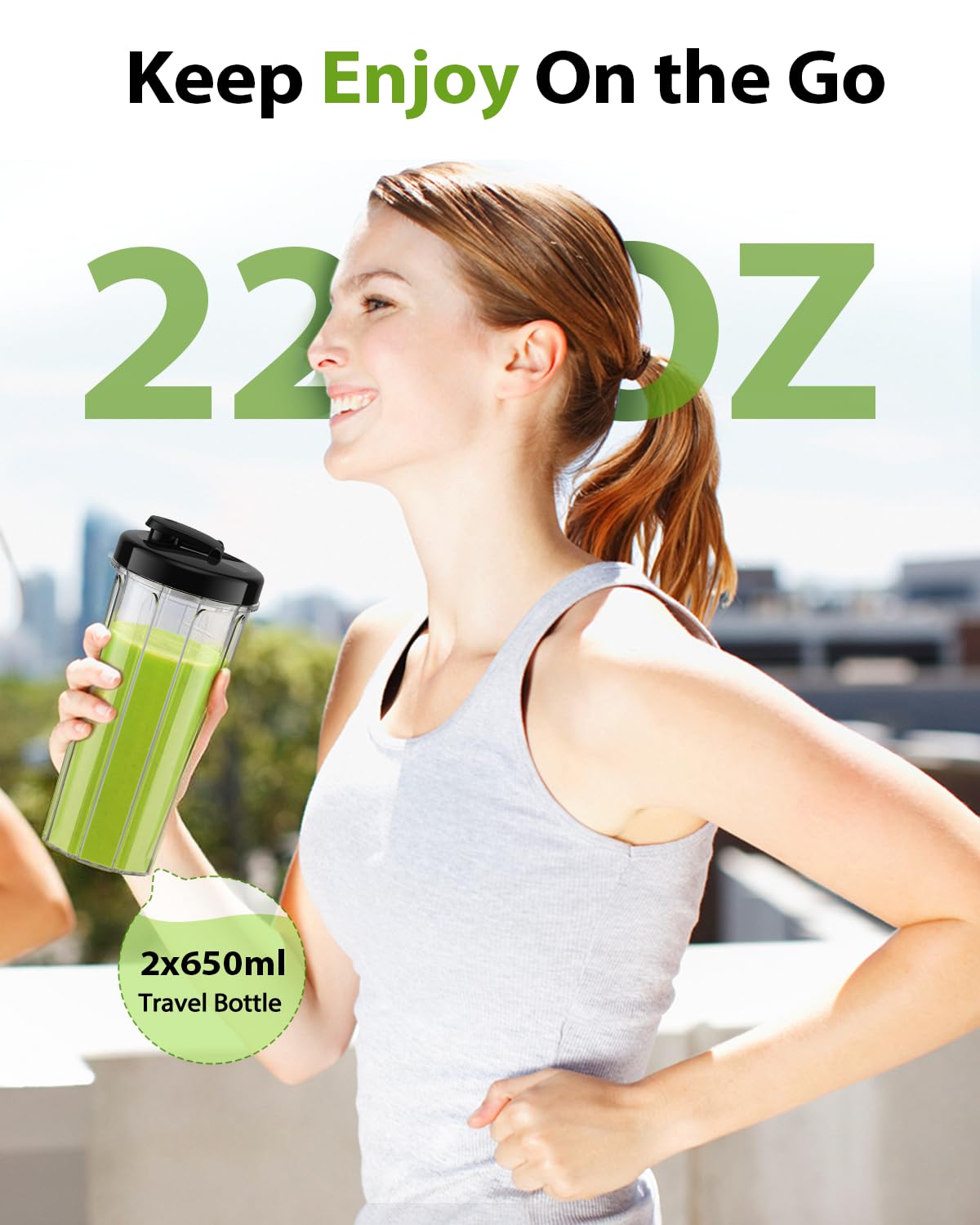 Foto 4 | Licuadora Koios Smoothies 900 W Con Molinillo, 3 Vasos Portátiles, 660 Ml - Venta Internacional.