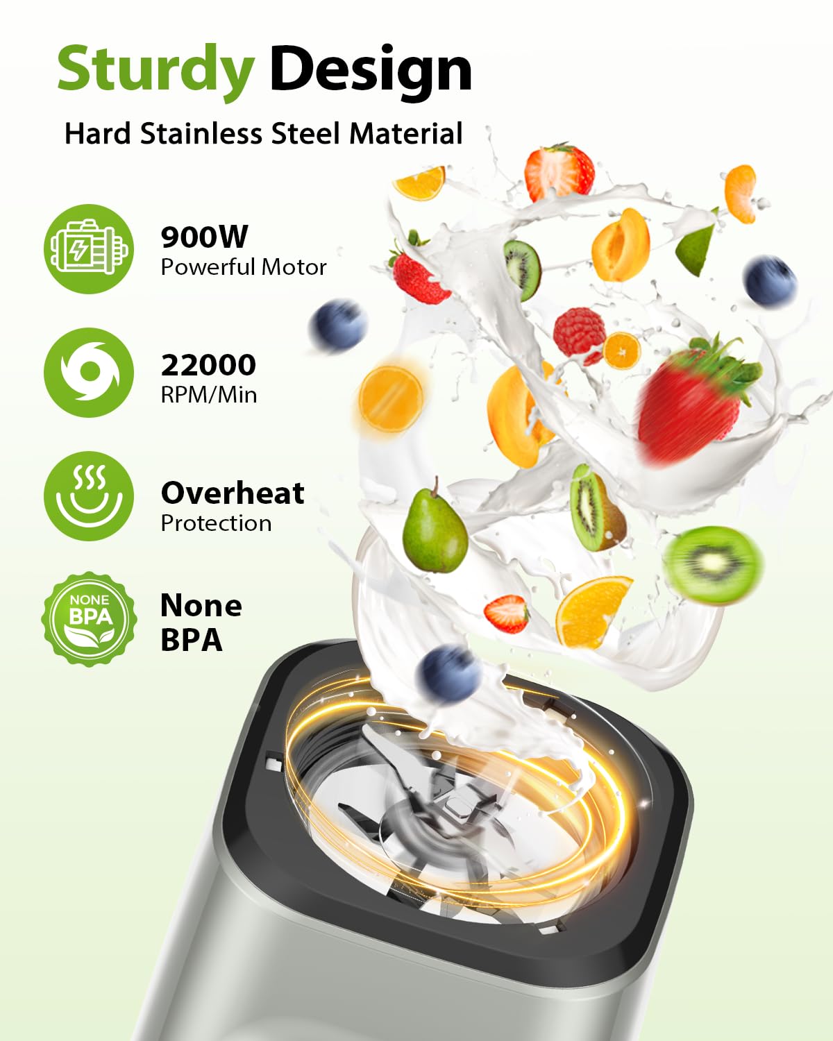Foto 6 pulgar | Licuadora Koios Smoothies 900 W Con Molinillo, 3 Vasos Portátiles, 660 Ml - Venta Internacional.