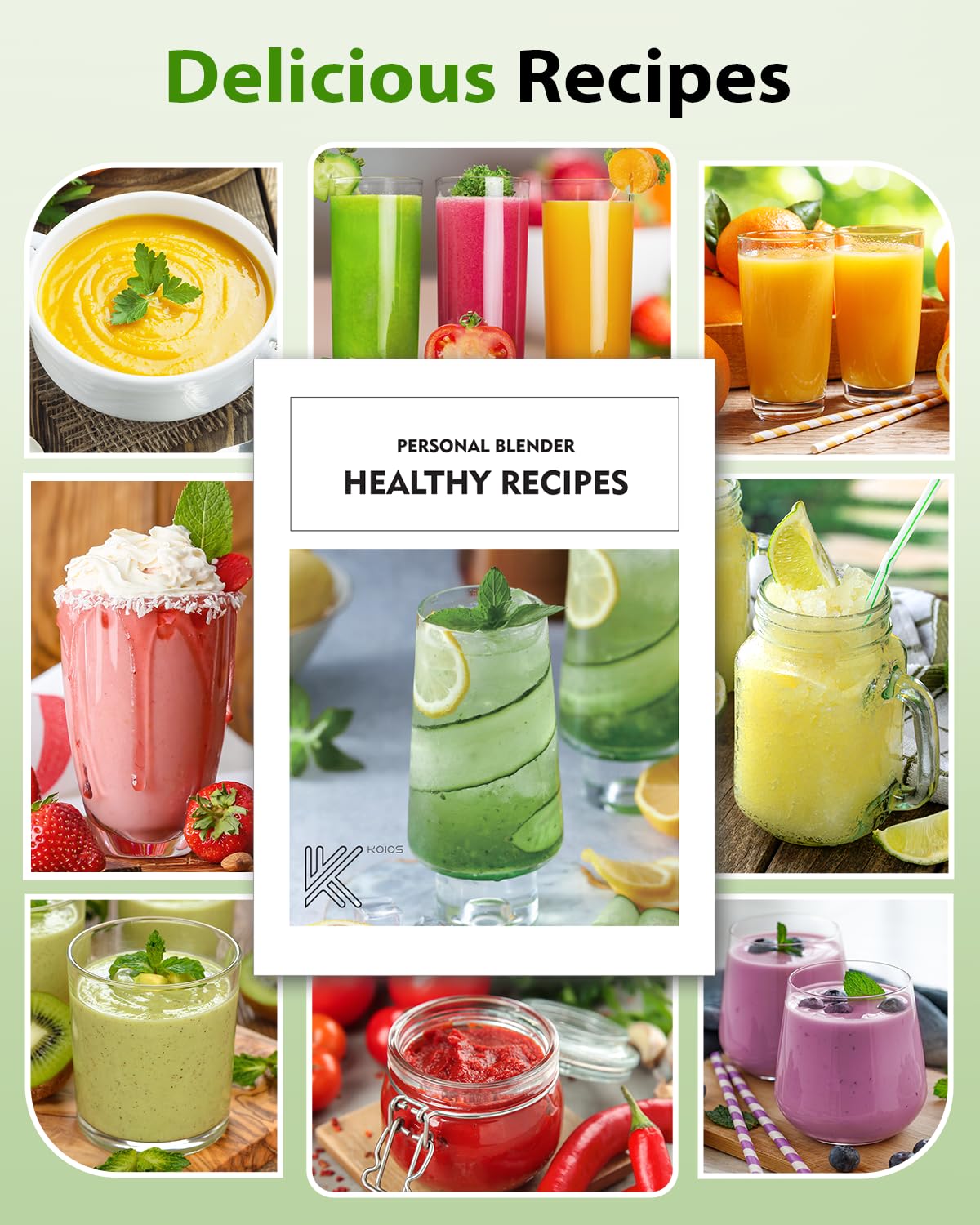 Foto 8 pulgar | Licuadora Koios Smoothies 900 W Con Molinillo, 3 Vasos Portátiles, 660 Ml - Venta Internacional.