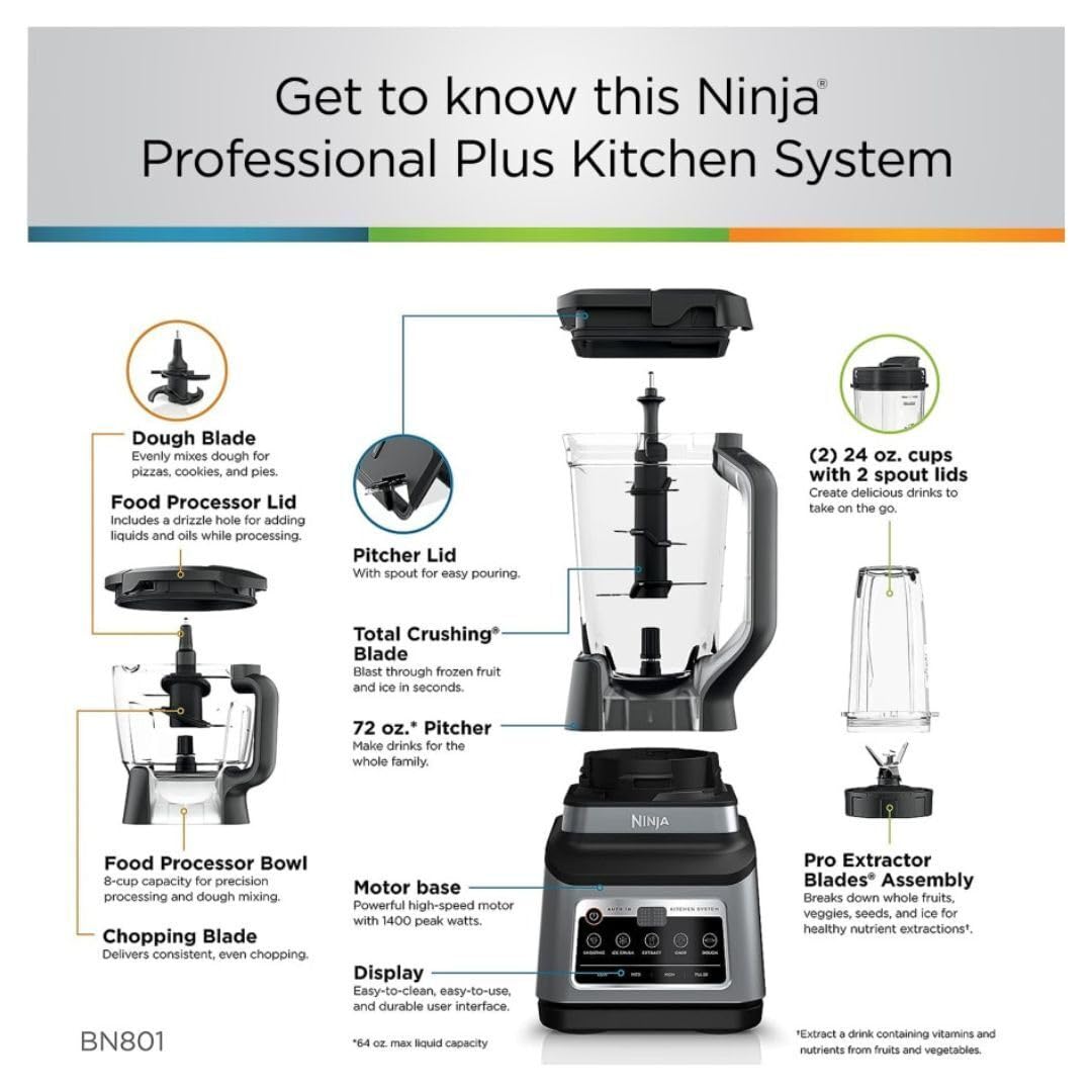 Foto 6 pulgar | Sistema De Cocina Ninja Bn801 Professional Plus 1400w Gris - Venta Internacional.