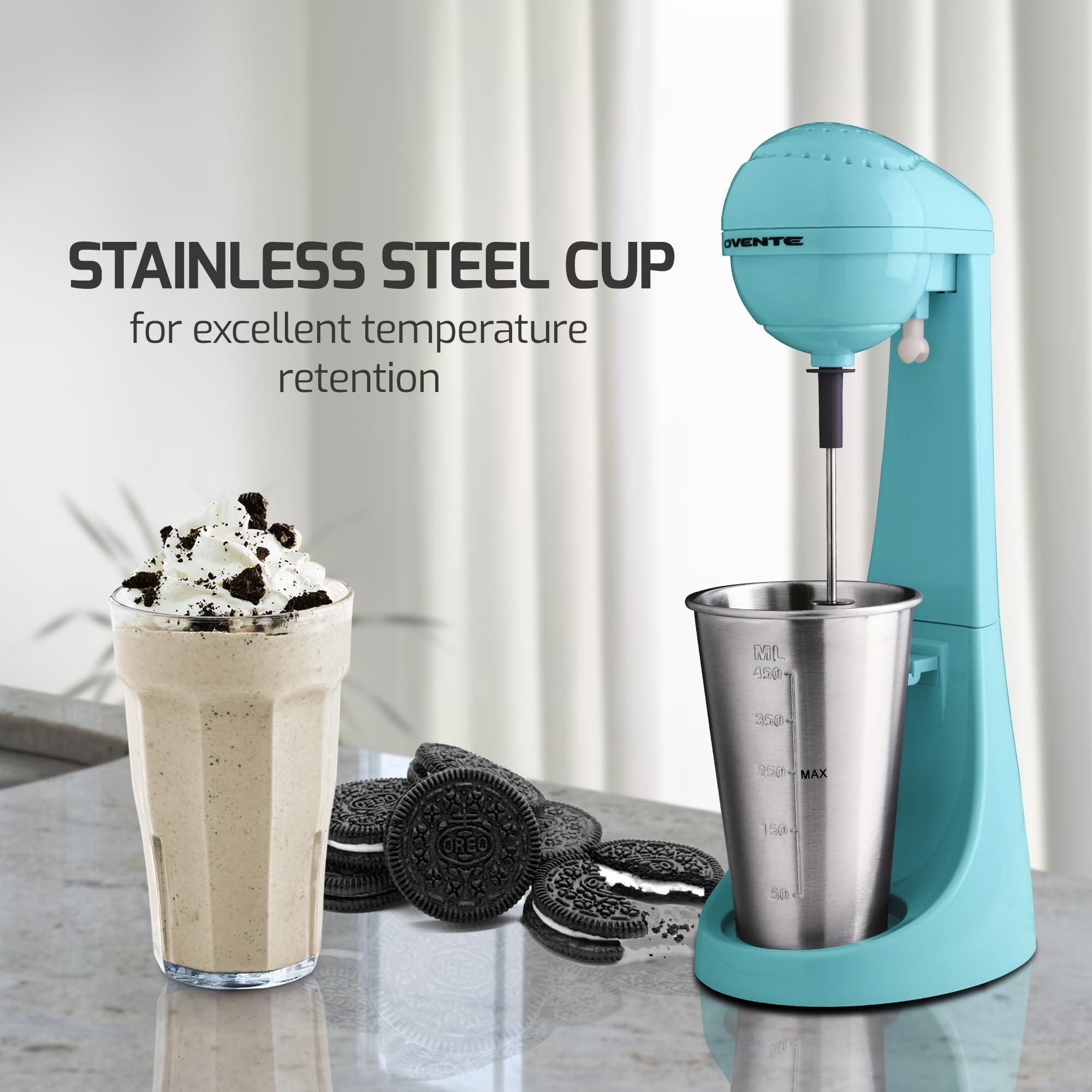 Foto 3 pulgar | Máquina para Hacer Batidos Ovente Classic 450 ml 2 Velocidades Acero Inoxidable - Venta Internacional