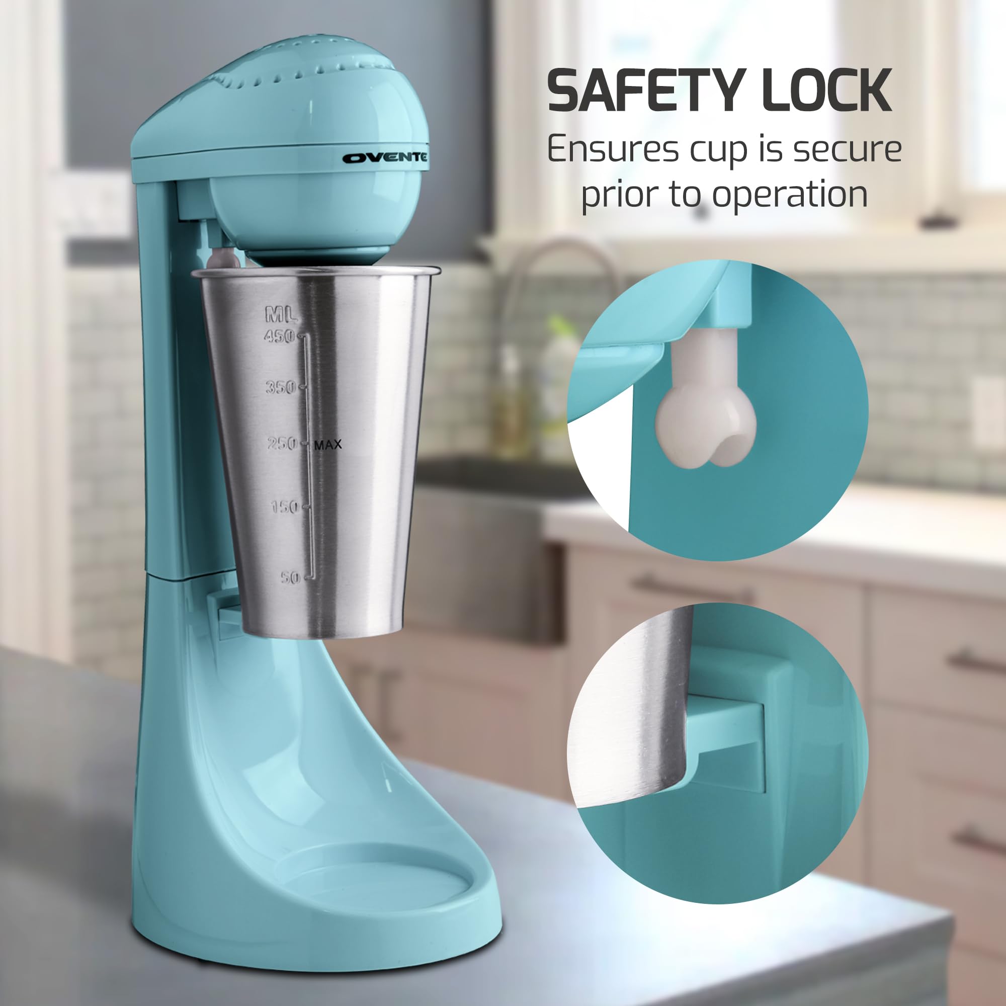 Foto 4 pulgar | Máquina para Hacer Batidos Ovente Classic 450 ml 2 Velocidades Acero Inoxidable - Venta Internacional