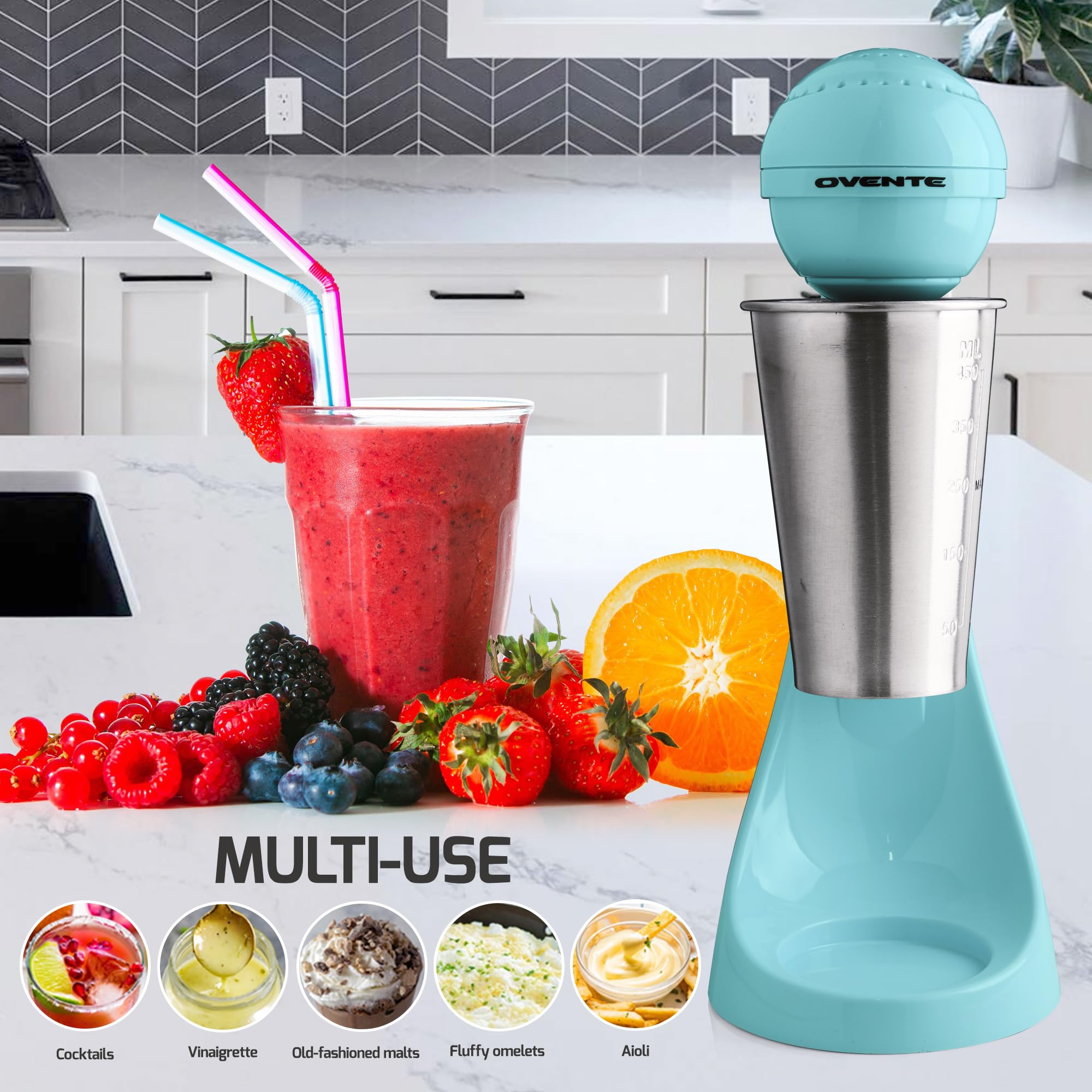 Foto 6 pulgar | Máquina para Hacer Batidos Ovente Classic 450 ml 2 Velocidades Acero Inoxidable - Venta Internacional