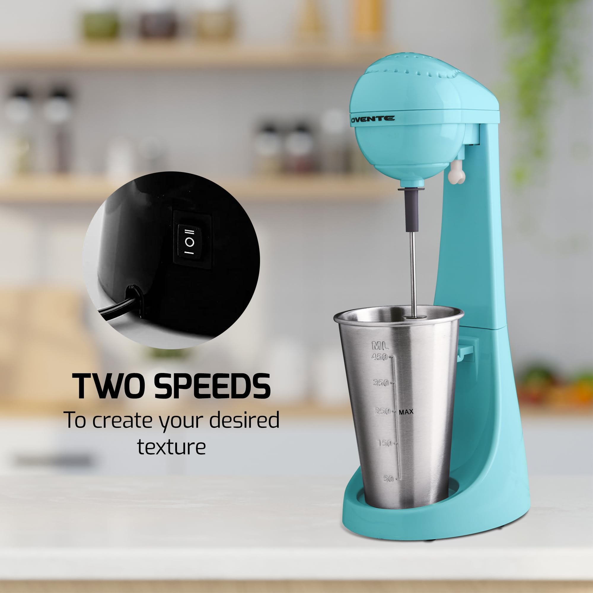 Foto 7 pulgar | Máquina para Hacer Batidos Ovente Classic 450 ml 2 Velocidades Acero Inoxidable - Venta Internacional