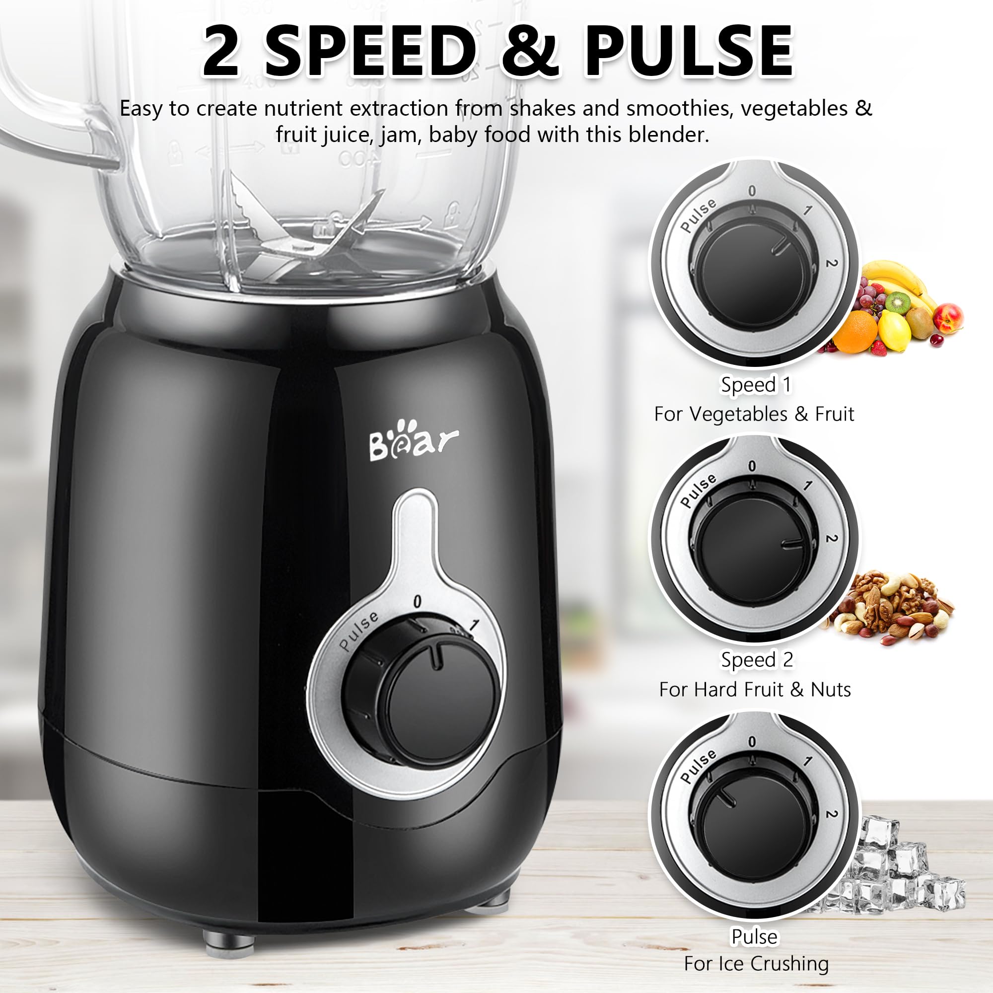 Foto 2 | Blender Bear 2025, Nueva, 700 W, 40 Oz, Para Batidos Con 3 Velocidades - Venta Internacional.