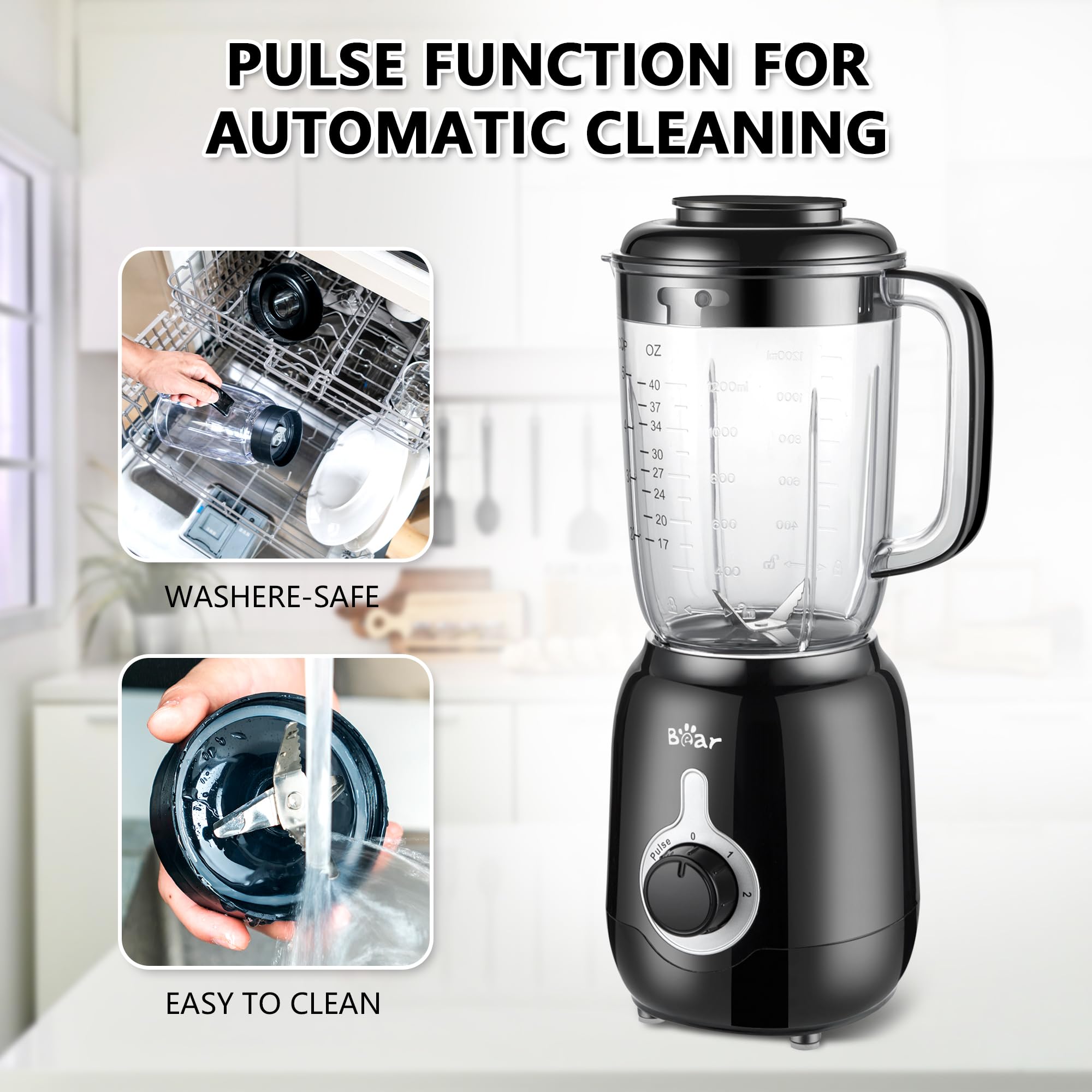 Foto 4 pulgar | Blender Bear 2025, Nueva, 700 W, 40 Oz, Para Batidos Con 3 Velocidades - Venta Internacional.