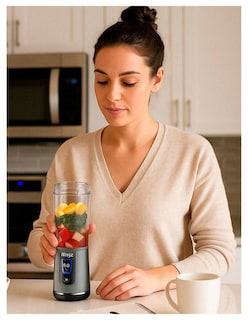 Foto 3 | Licuadora Batidora Portátil Ready Cook Ninja Blast Gris Vaso de 18 Oz Recargable con USB-C Tapa Antifugas y Boquilla