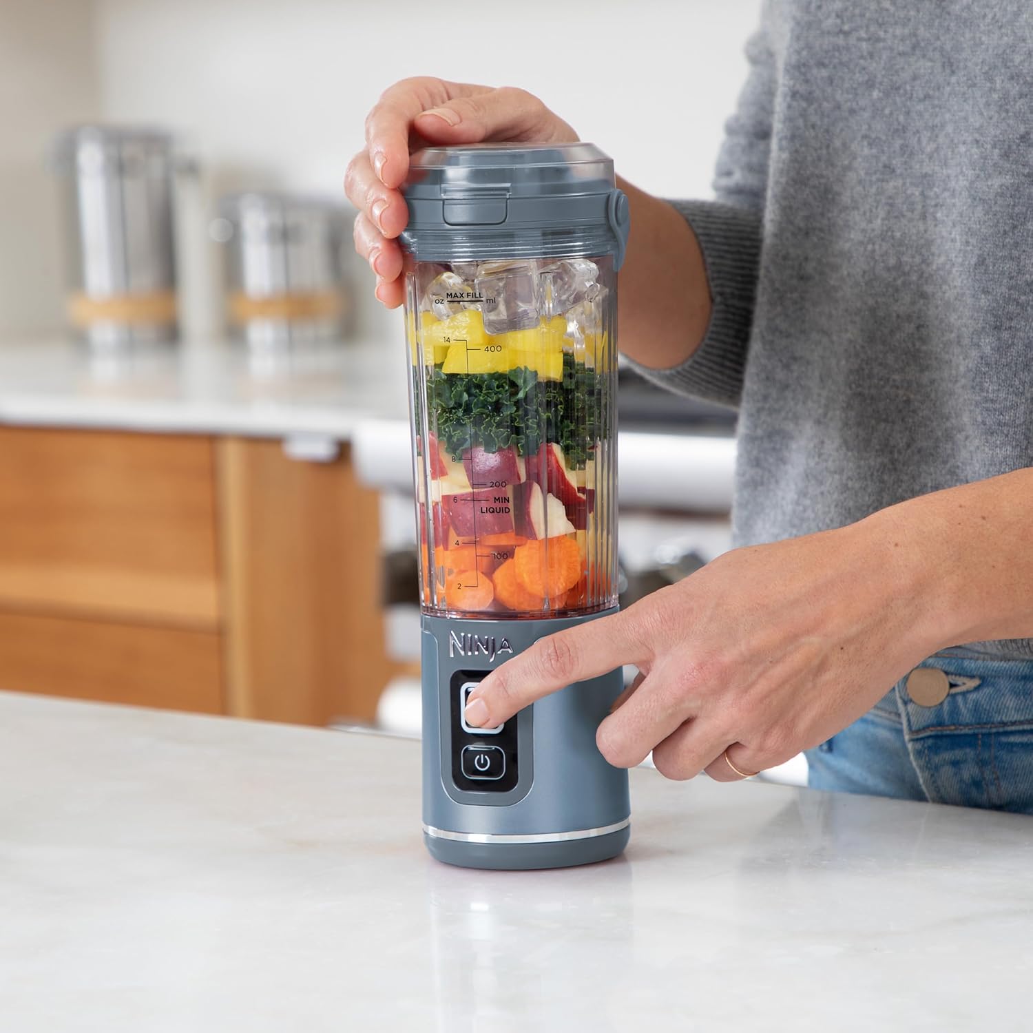 Foto 6 pulgar | Ninja Mini Licuadora Blast Blender Portátil De 532ml (18 Oz)  Azul (reacondicionado)