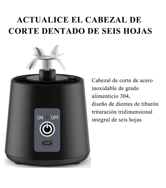 Foto 3 pulgar | Mini Vaso Licuadora Procesadora Portatil Usb Recargable Color Negro