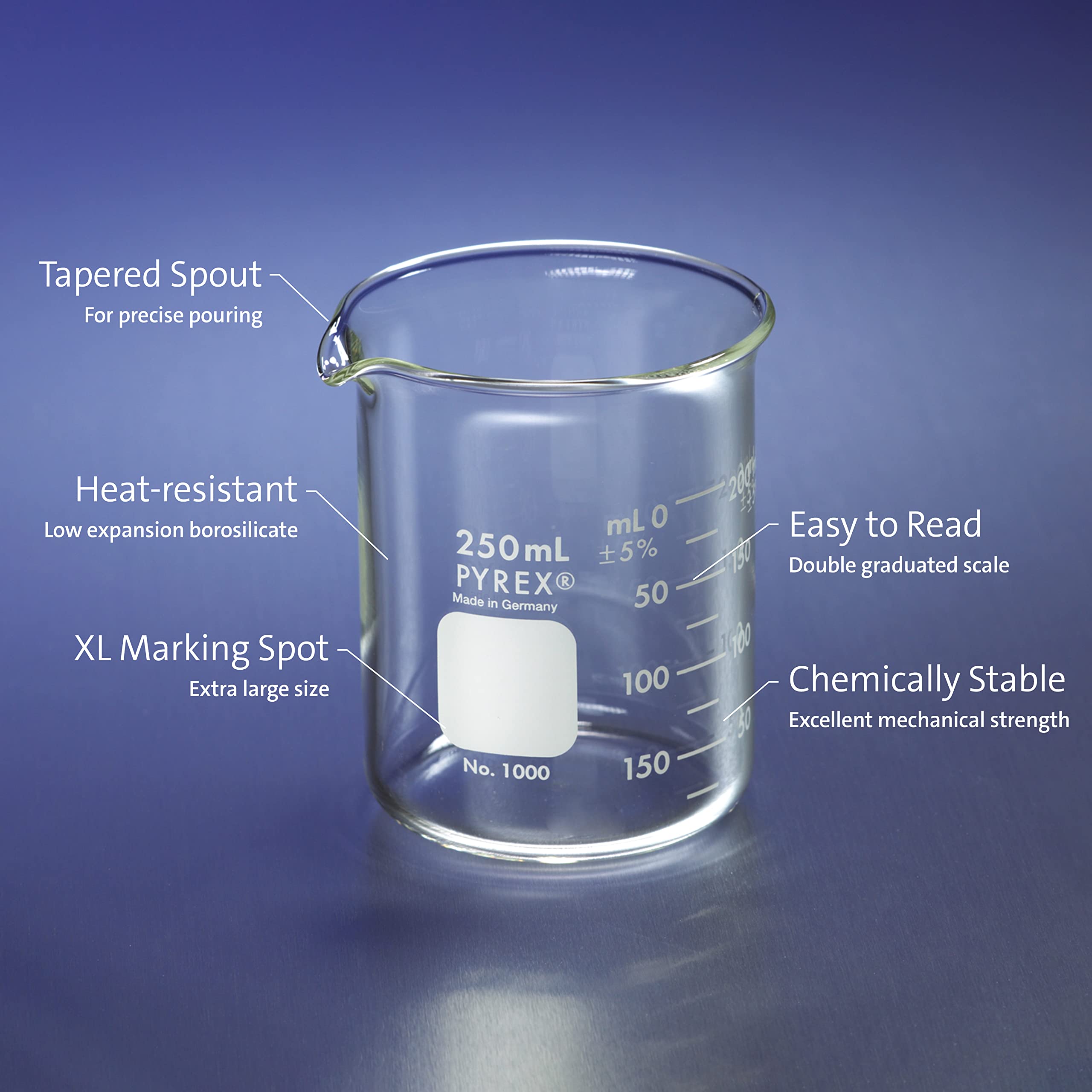 Foto 2 | Vaso De Vidrio Pyrex Griffin Low Form  1 Litro (2 Paquetes)  Laboratorio De Química - Venta Internacional.