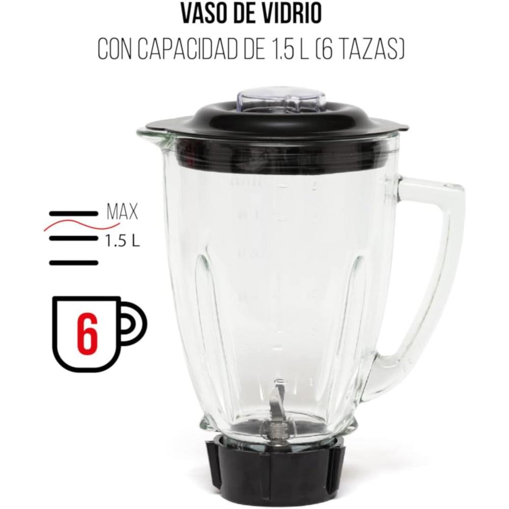 Foto 5 pulgar | Licuadora Disa Home Pro Vaso De Vidrio 1.5 Lts. 3 Vel. color Rojo