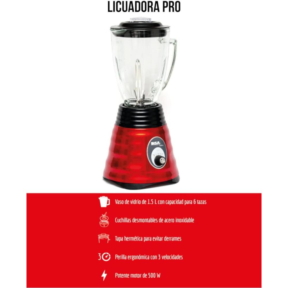 Foto 5 | Licuadora Disa Home Pro Vaso De Vidrio 1.5 Lts. 3 Vel. color Rojo