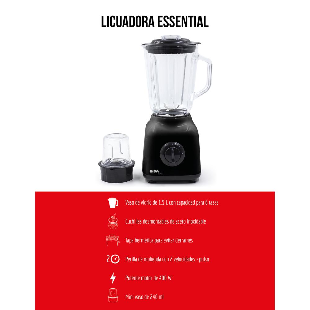 Foto 6 | Licuadora Disa Home Essential Vaso Vidrio 1.5 L 2vel.+ Pulso color Negro