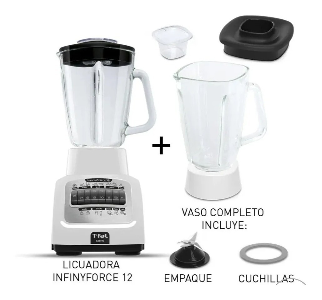 Foto 2 pulgar | Licuadora T-fal 12 Velocidades 550w Con Dos Vasos De Vidrio