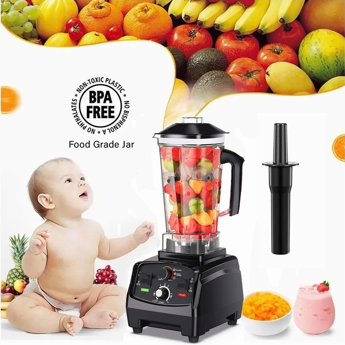 Licuadora Profesional Uso Rudo,blender Para Hielo,1800w 2l