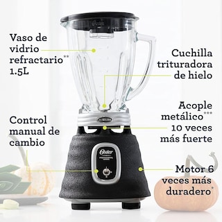 Foto 3 | Licuadora Clásica Oster color Negro con Vaso de Vidrio