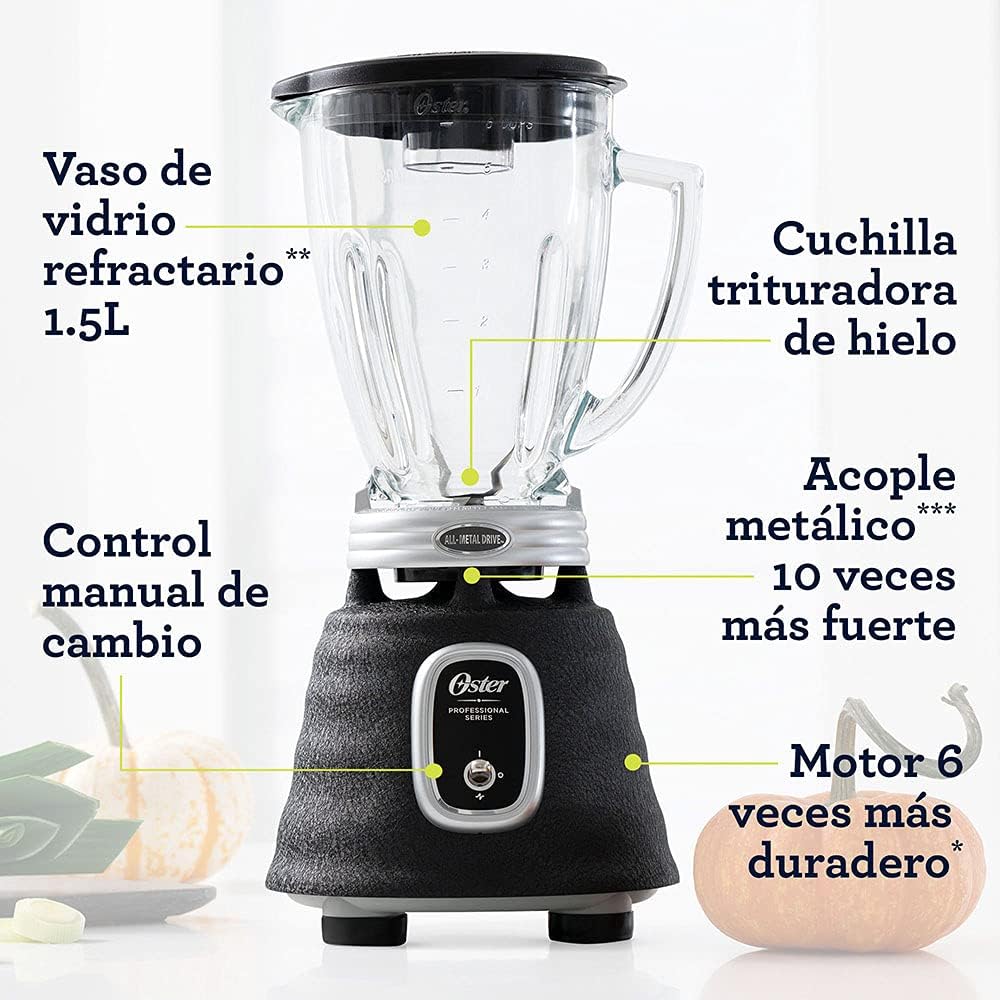 Foto 6 pulgar | Licuadora Oster con Vaso de Vidrio color Negro  1.5 l 120 V