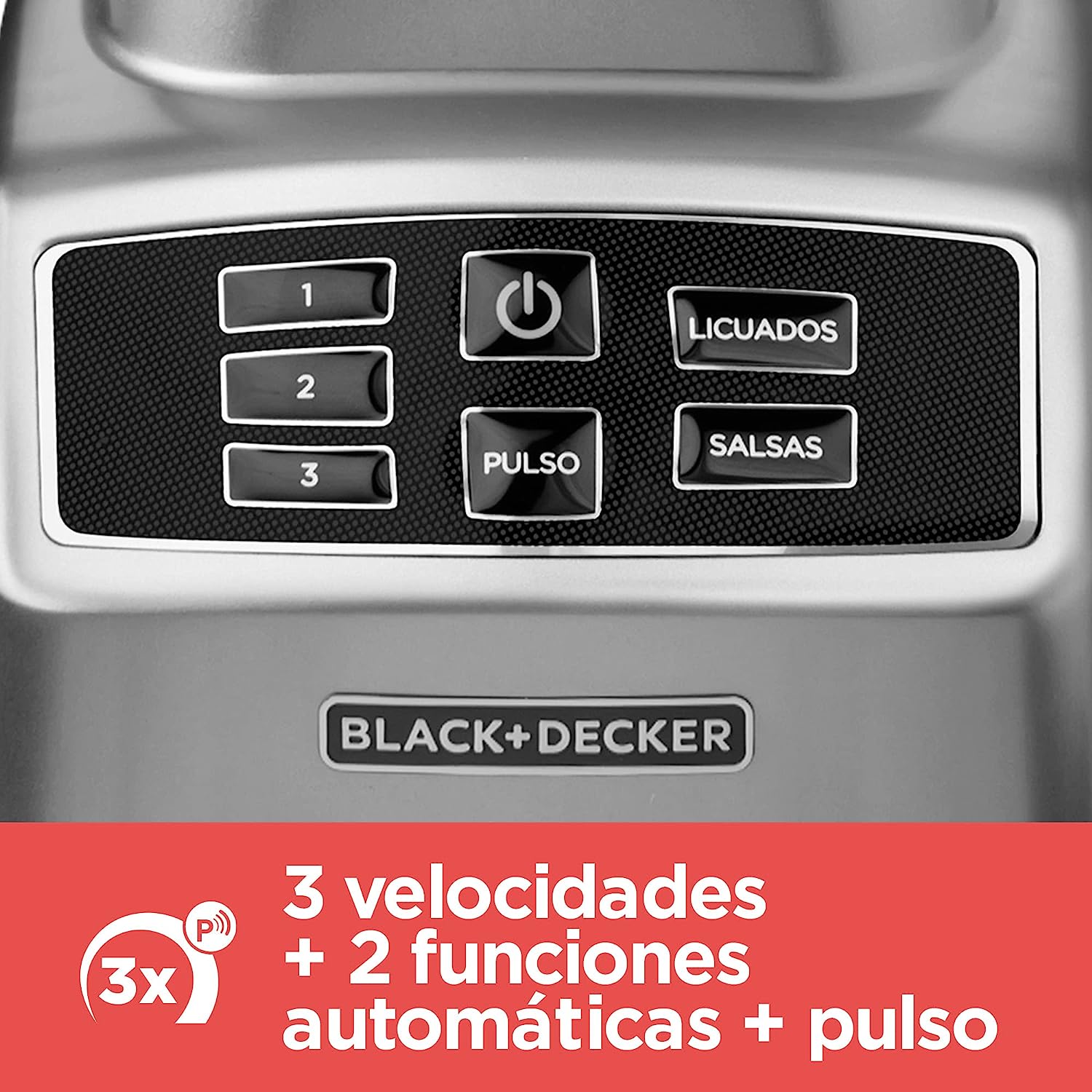 Foto 5 pulgar | Licuadora Black+Decker 3vel 1.5lt Vaso de Vidrio Digital Plata