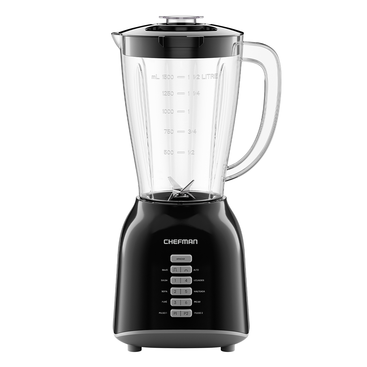 Foto 2 pulgar | Licuadora Chefman Vaso de Plástico de 1.5 L 8 Velocidades 400 W Cuchillas de Acero Inoxidable y Tapa de Cierre Seguro