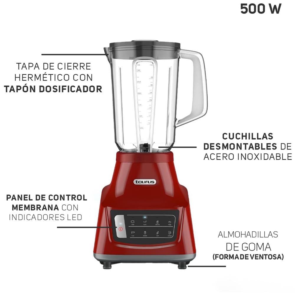 Foto 4 pulgar | Licuadora Taurus Grandeur Touch Vaso de Vidrio 1.5 L 600 W