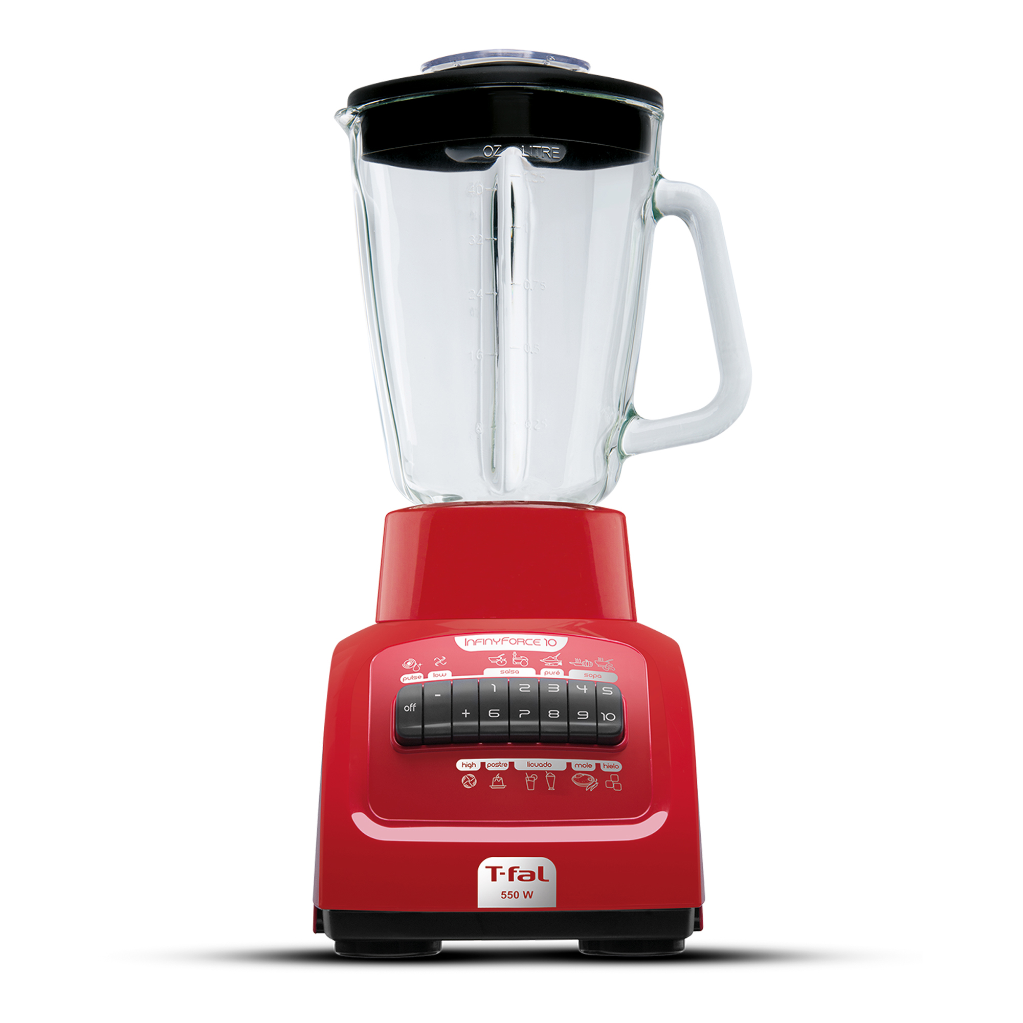 Licuadora T-fal Infinyforce Xl 550w Vaso Vidrio Rojo