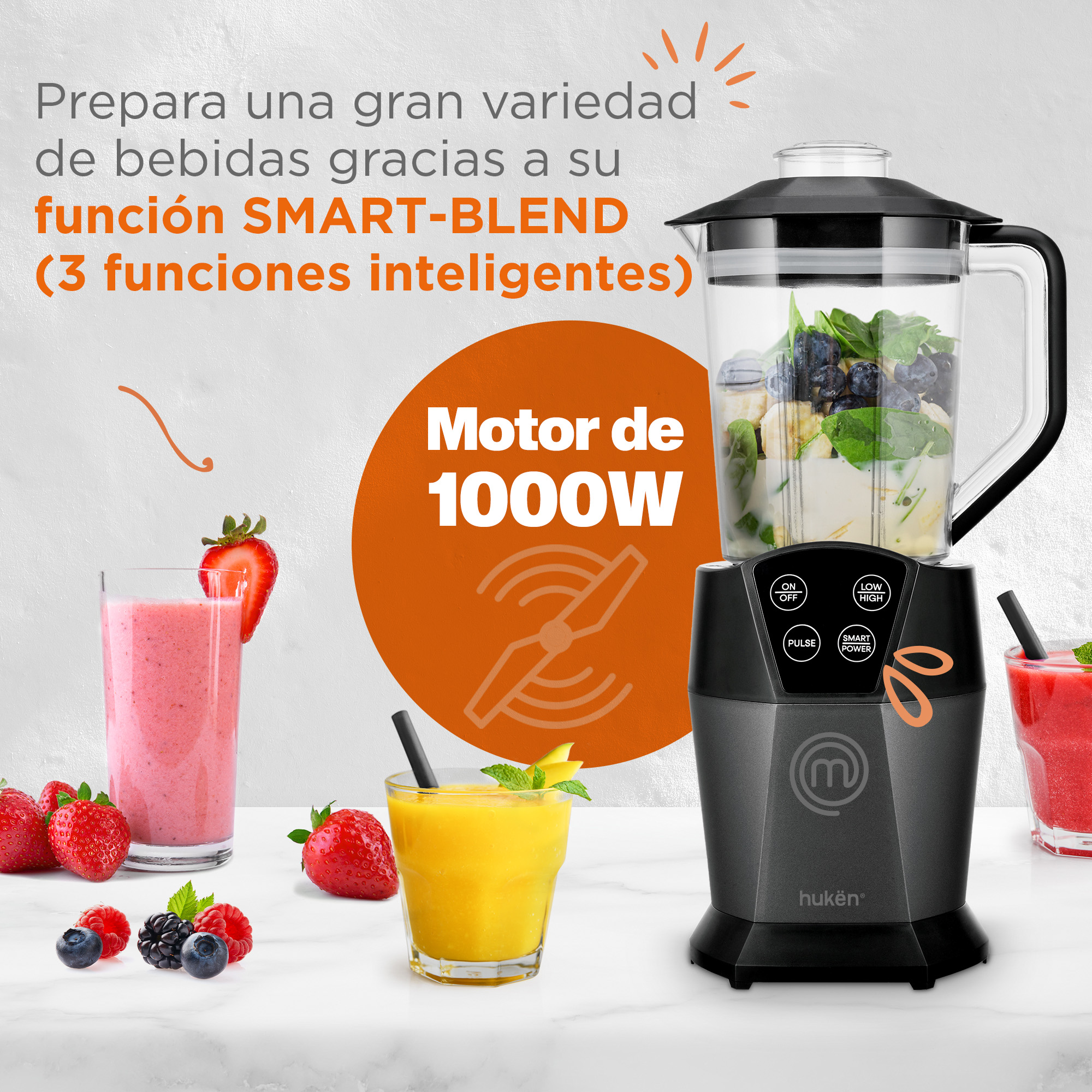 Foto 4 pulgar | Licuadora Multi-Blend Pro MasterChef MK-MB-3T Negra 1000w