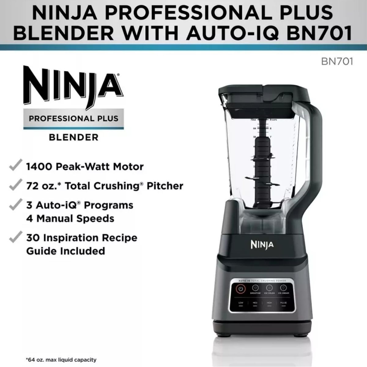 Foto 5 pulgar | Licuadora Profesional Ninja Bn700 1200 Watts