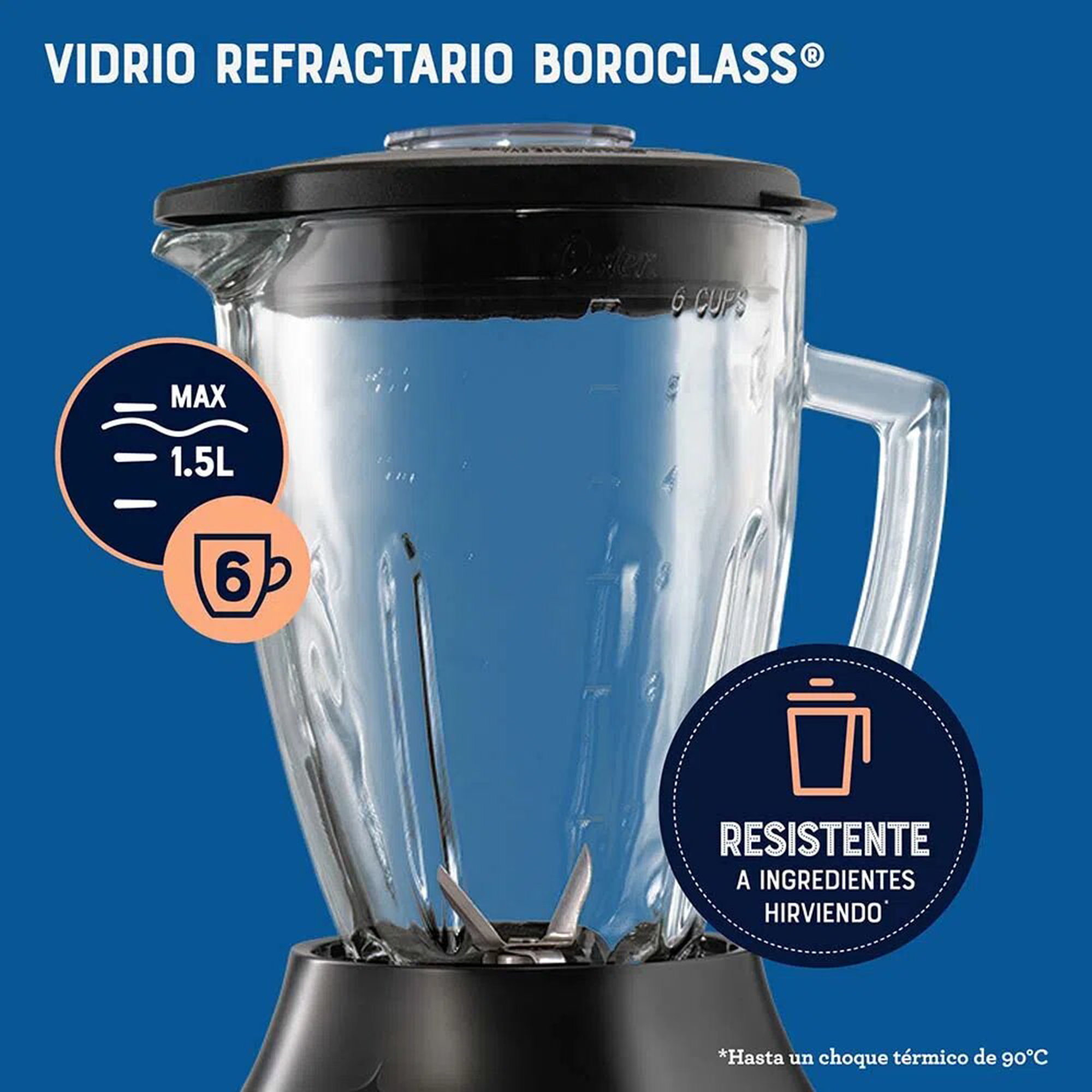 Foto 5 pulgar | Licuadora Oster Blstpeg-bpb-013 Vaso de Vidrio 6 Velocidades Negra