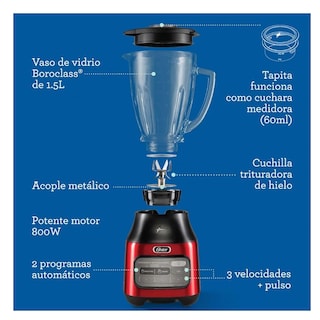 Foto 4 | Licuadora Oster Reversible Vidrio 3 Vel 2 Programas Roja 2174290