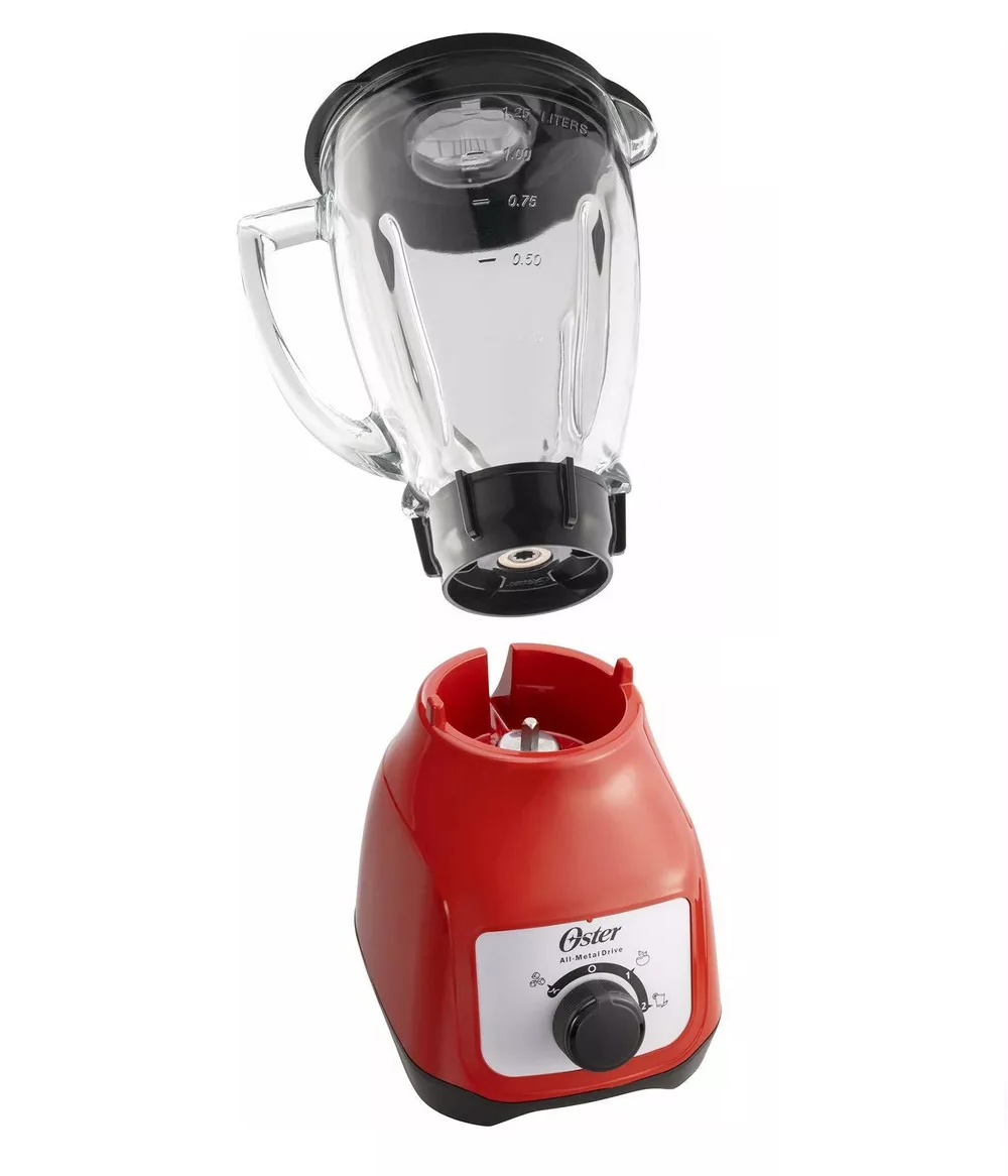 Foto 4 pulgar | Licuadora Oster Roja Vaso de Vidrio 2 Vel más Pulso 1.5 l 550w