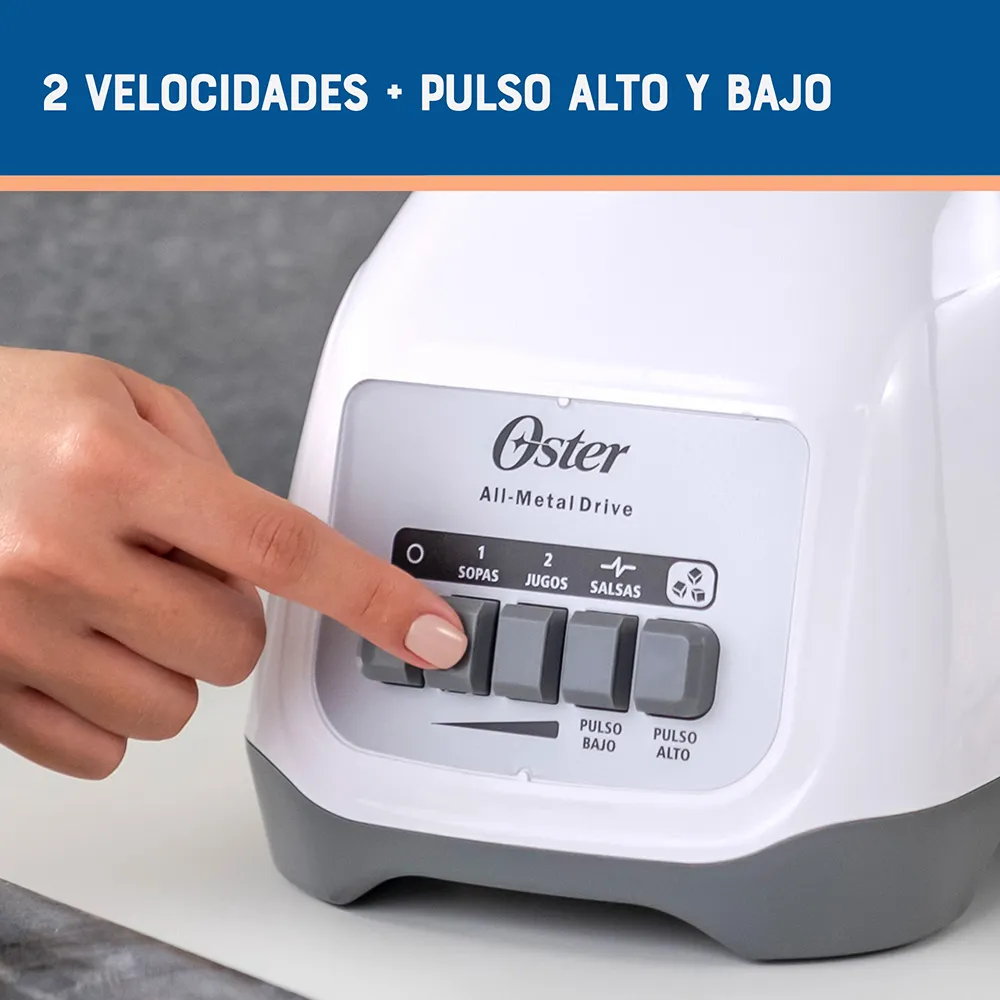 Foto 4 pulgar | Licuadora Oster color Blanco 2 Velocidades con Teclas y Vaso de Vidrio