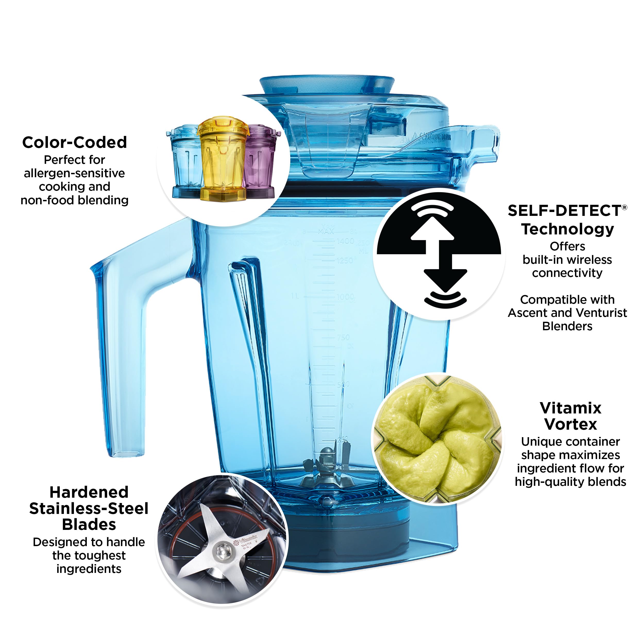 Foto 3 | Recipiente Para Mezclar Vitamix, 48 Oz, Color Azul, Para Licuadora - Venta Internacional.