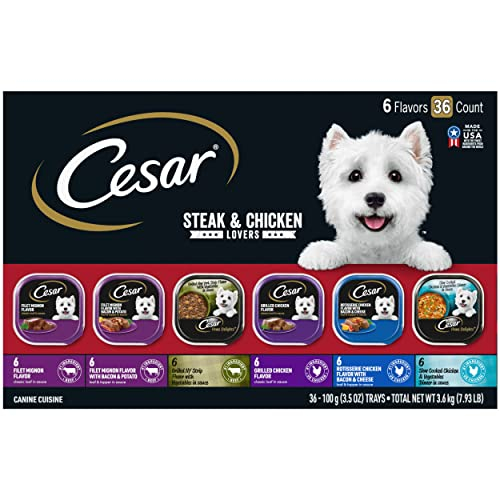 Alimento Húmedo Para Perros Cesar Steak And Chicken Lovers, 1 Kg (36 X 100 G) - Venta Internacional.