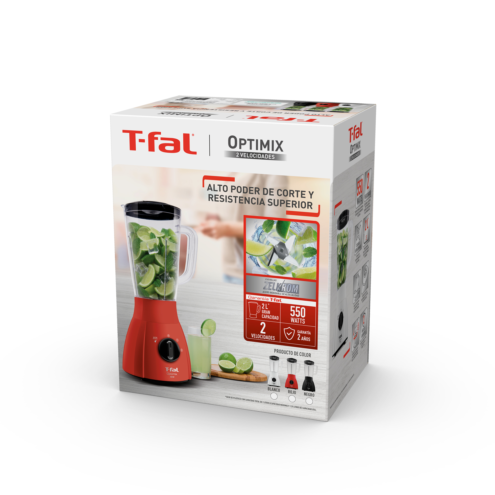 Foto 6 pulgar | Licuadora T-fal Optimix Rojo 2 Vel Plástico 2l Ln2775mx