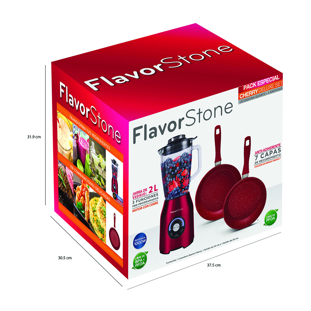 Foto 5 | Licuadora Flavorstone Quartz Cherry Deluxe + 2 Sartenes