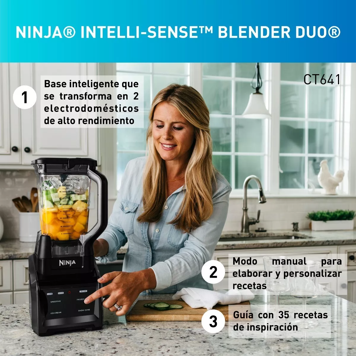 Foto 6 pulgar | Licuadora Ninja Ct641 Auto-iq Intelli-sense Blender Duo Negra