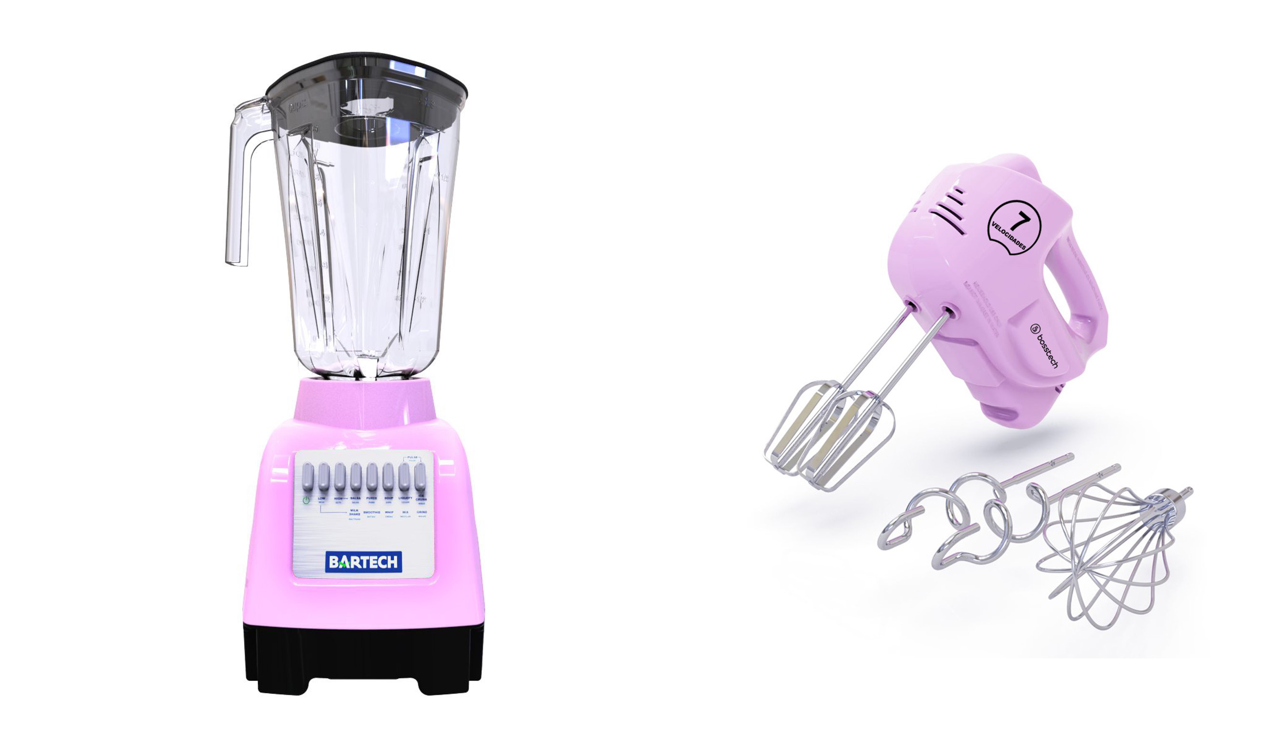 Combo/pack  Licuadora Bartech 750w + Batidora 200w Rosa