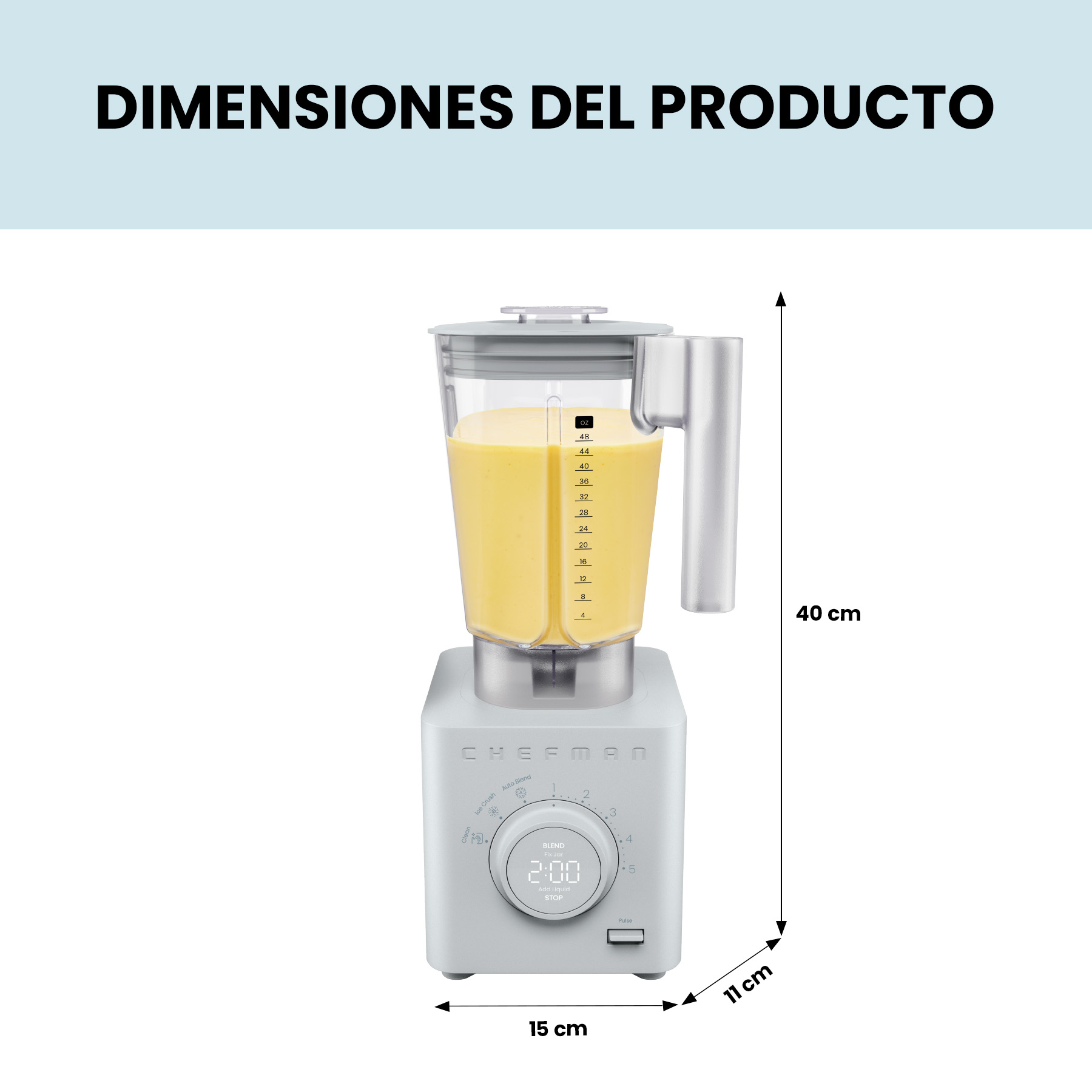 Foto 6 | Chefman Obliterator - Licuadora De Encimera De 40 Onzas Color Blanca