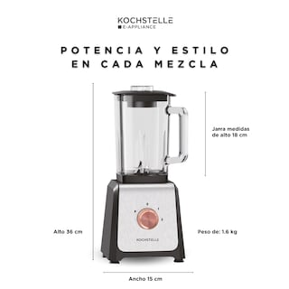 Foto 3 | Licuadora Kochstelle Negra con Perilla y Vaso de Vidrio 1.6 l 120 v